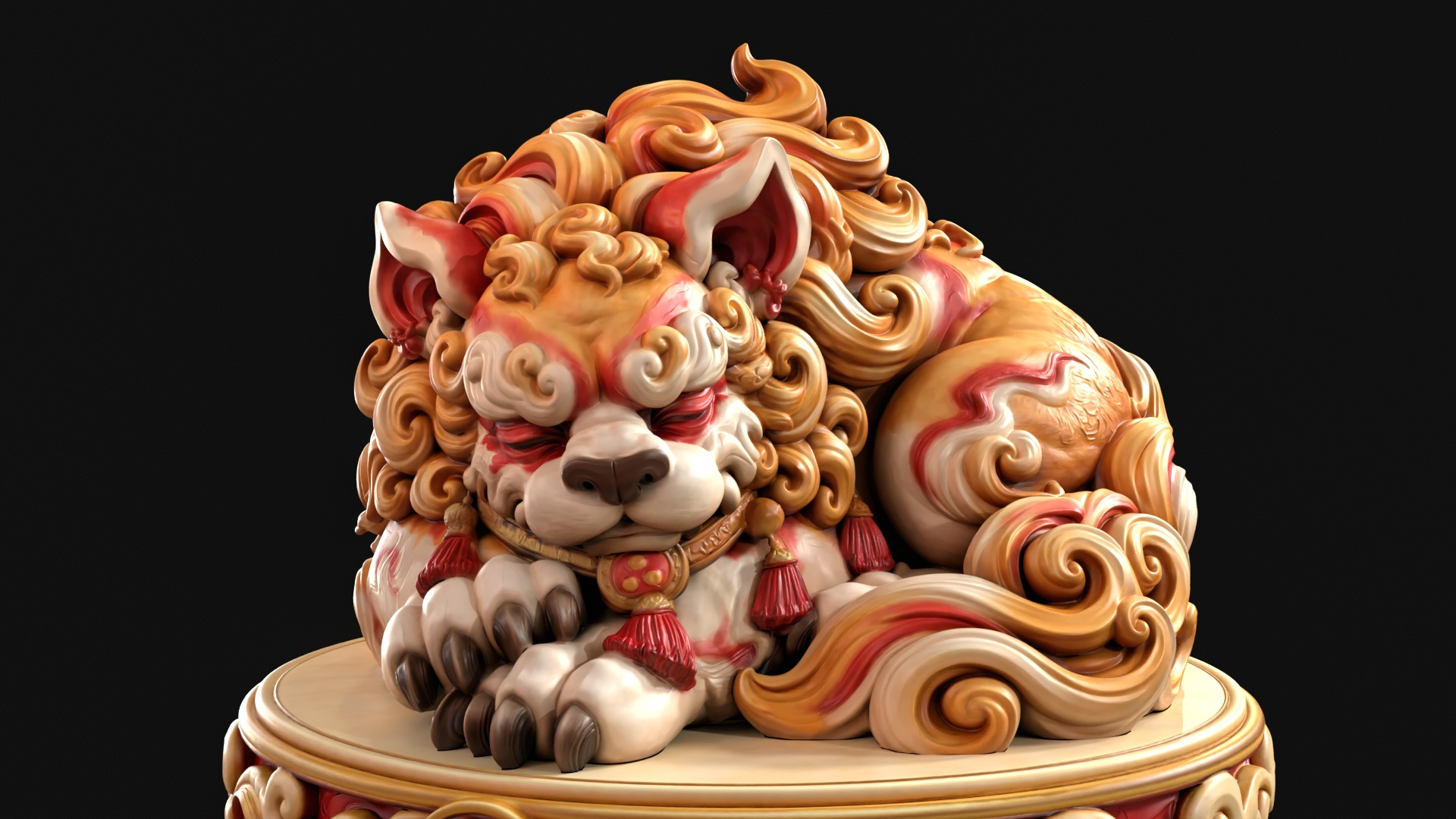 Sleeping Shisa Guardian Lion 3D Print Ready Figurine 3D Model