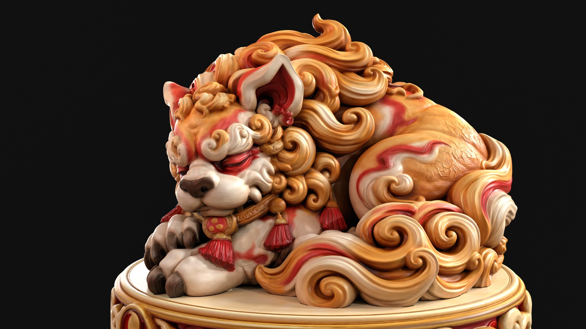 Sleeping Shisa Guardian Lion 3D Print Ready Figurine 3D Model