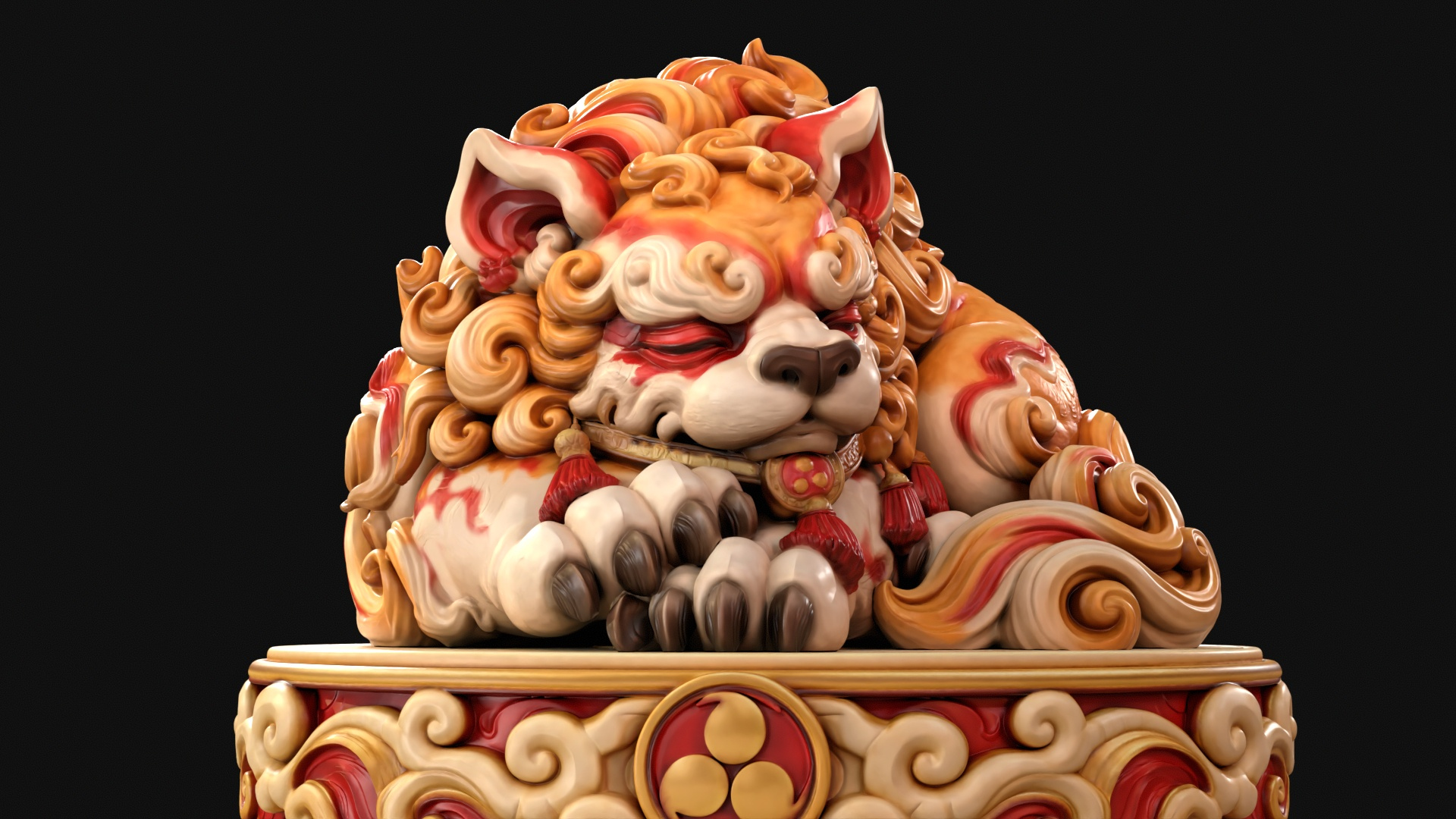 Sleeping Shisa Guardian Lion 3D Print Ready Figurine 3D Model