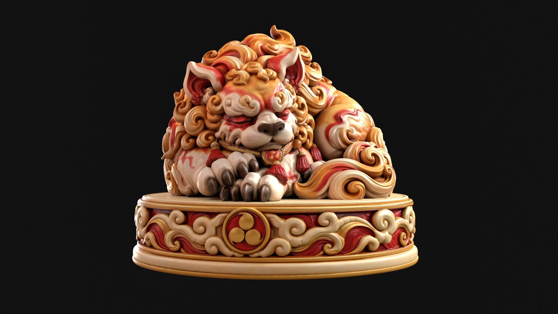 Sleeping Shisa Guardian Lion 3D Print Ready Figurine 3D Model