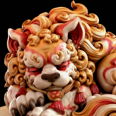 Sleeping Shisa Guardian Lion 3D Print Ready Figurine