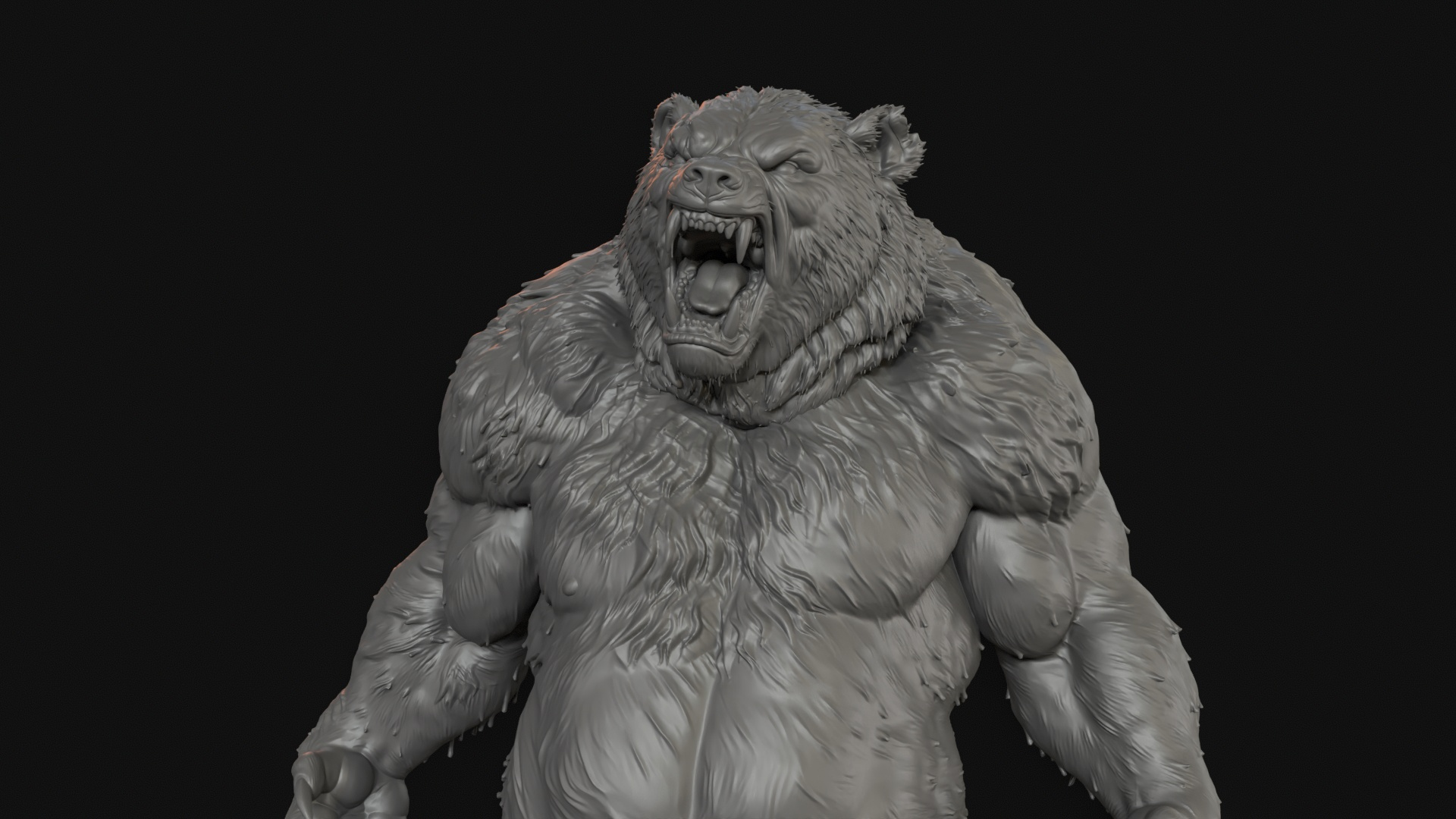 Werebear Berserker 3D Print Ready Figurine 3D Model