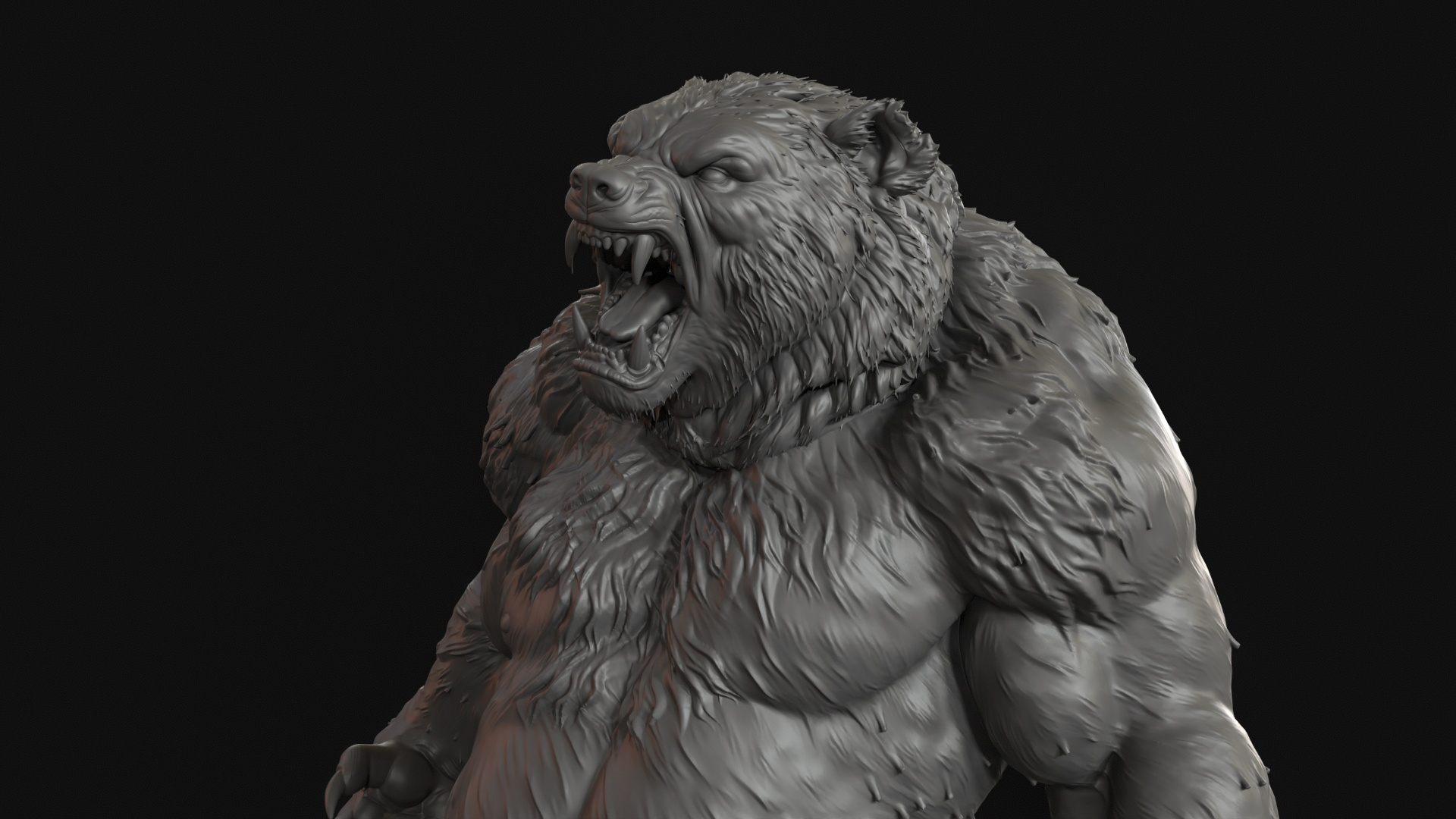 Werebear Berserker 3D Print Ready Figurine 3D Model