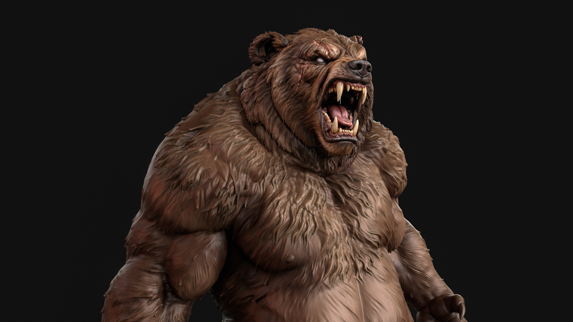 Werebear Berserker 3D Print Ready Figurine 3D Model