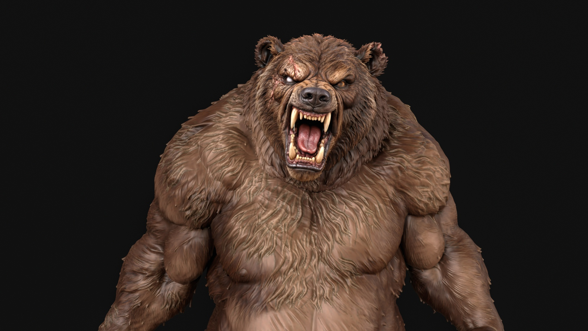 Werebear Berserker 3D Print Ready Figurine 3D Model