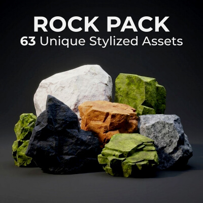 63 Low-Poly Stylized Rocks Pack