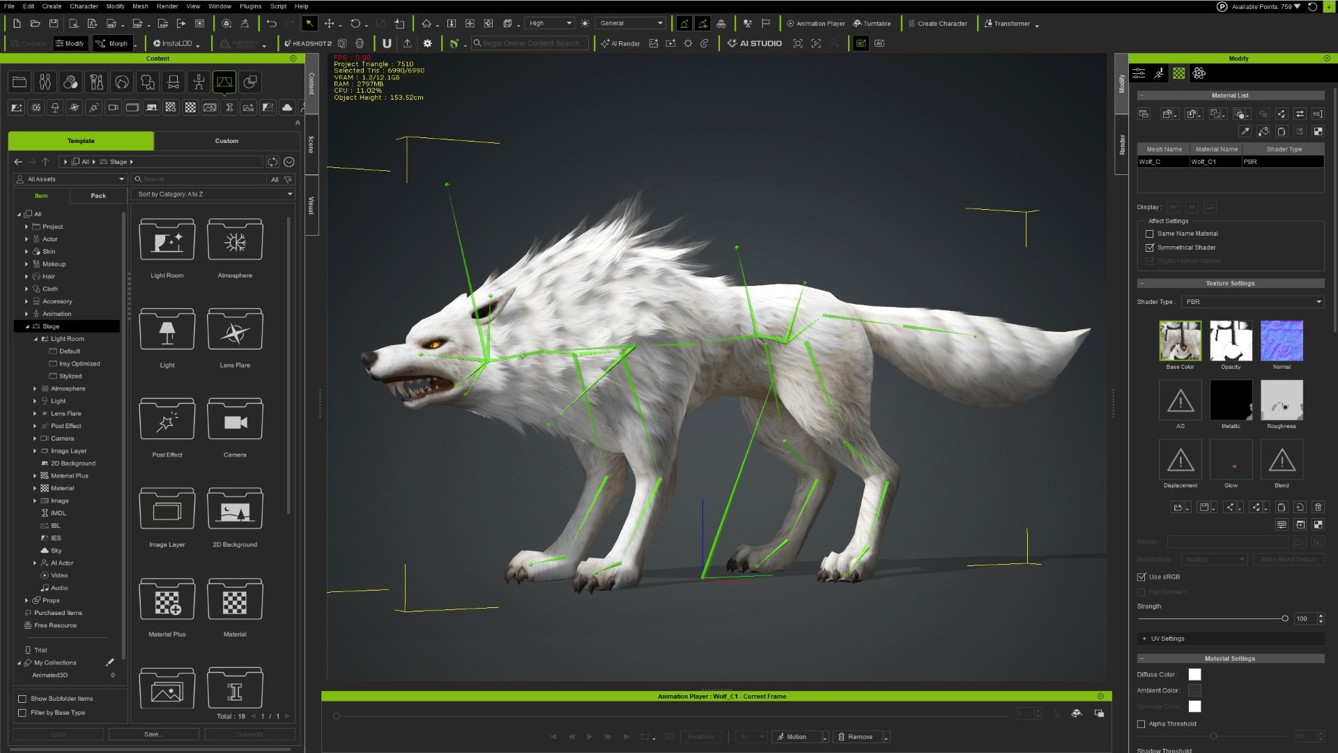 Wolf-C1-Animated 3D Model