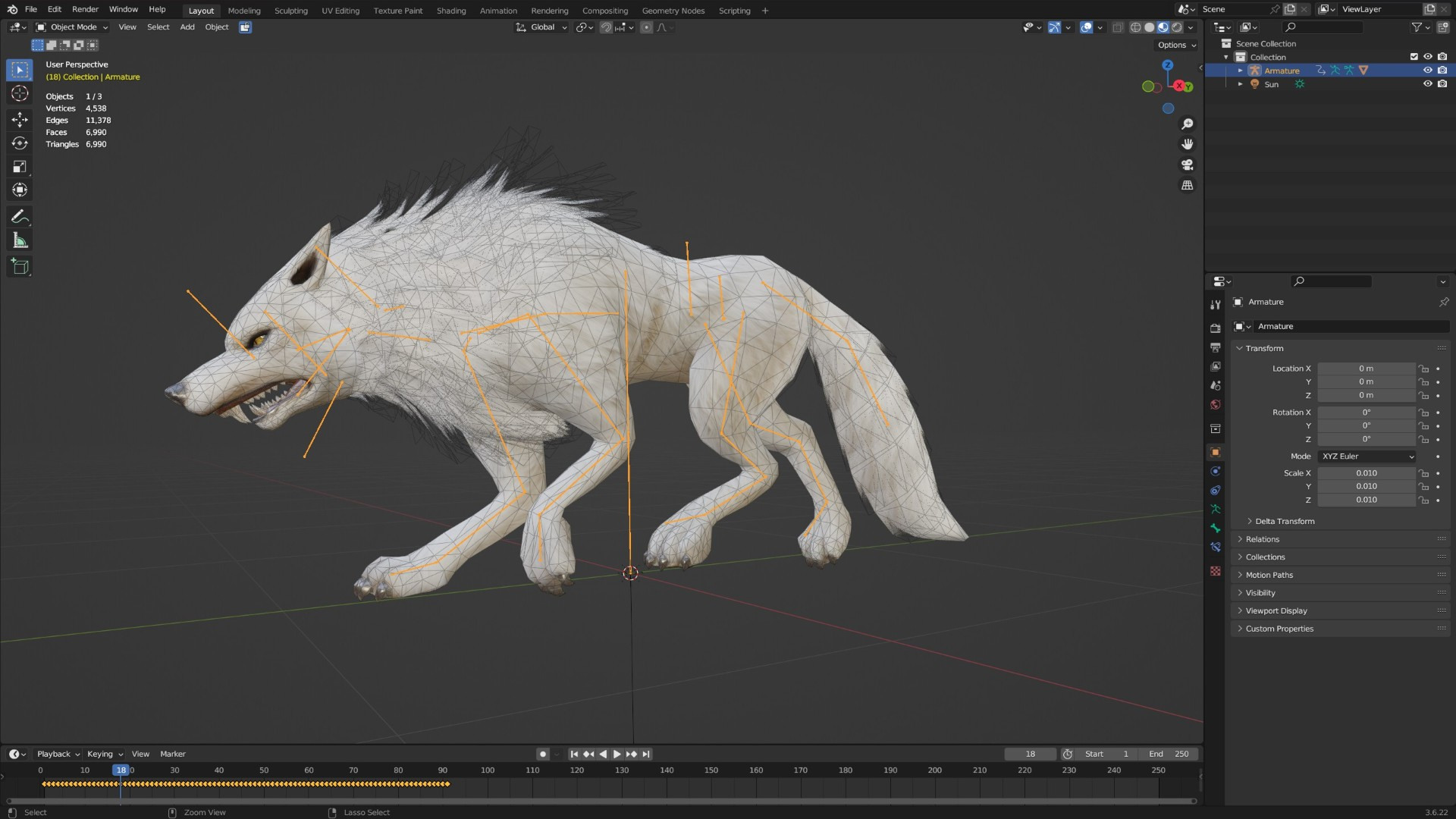 Wolf-C1-Animated 3D Model