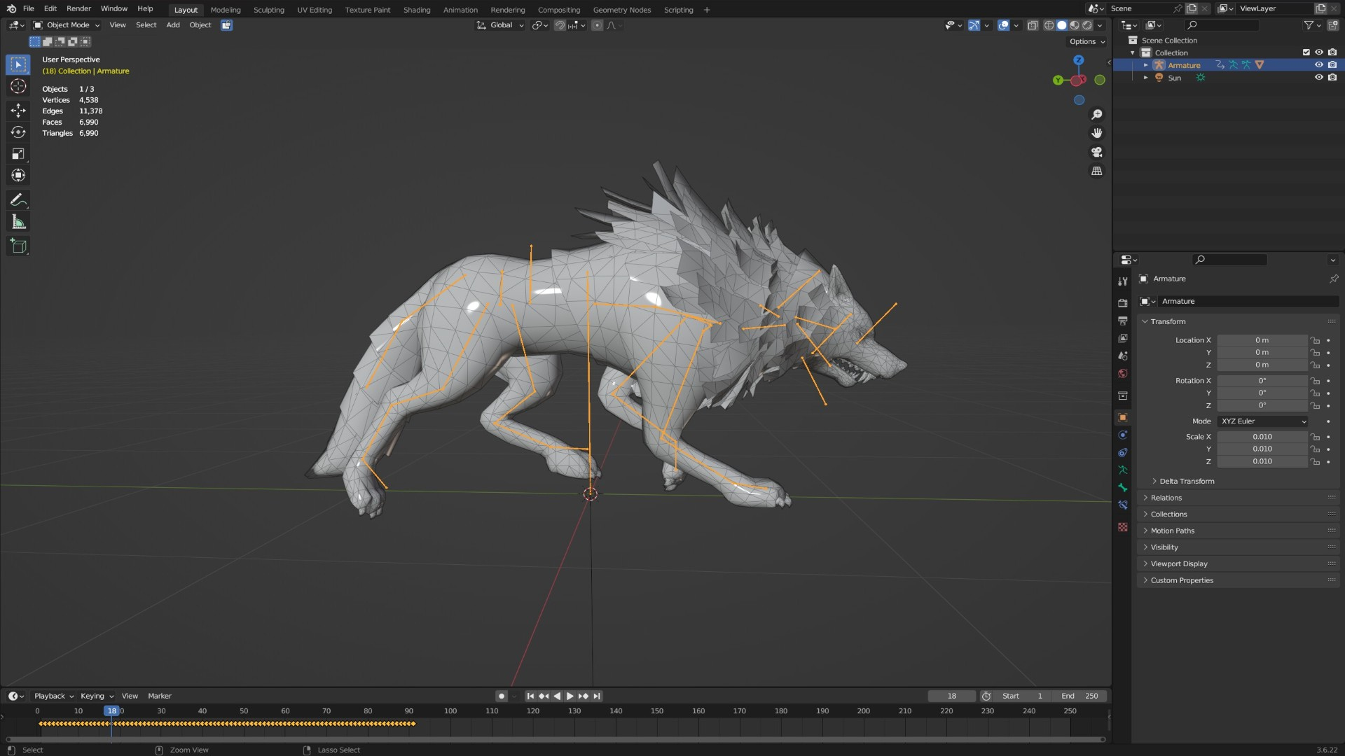 Wolf-C1-Animated 3D Model