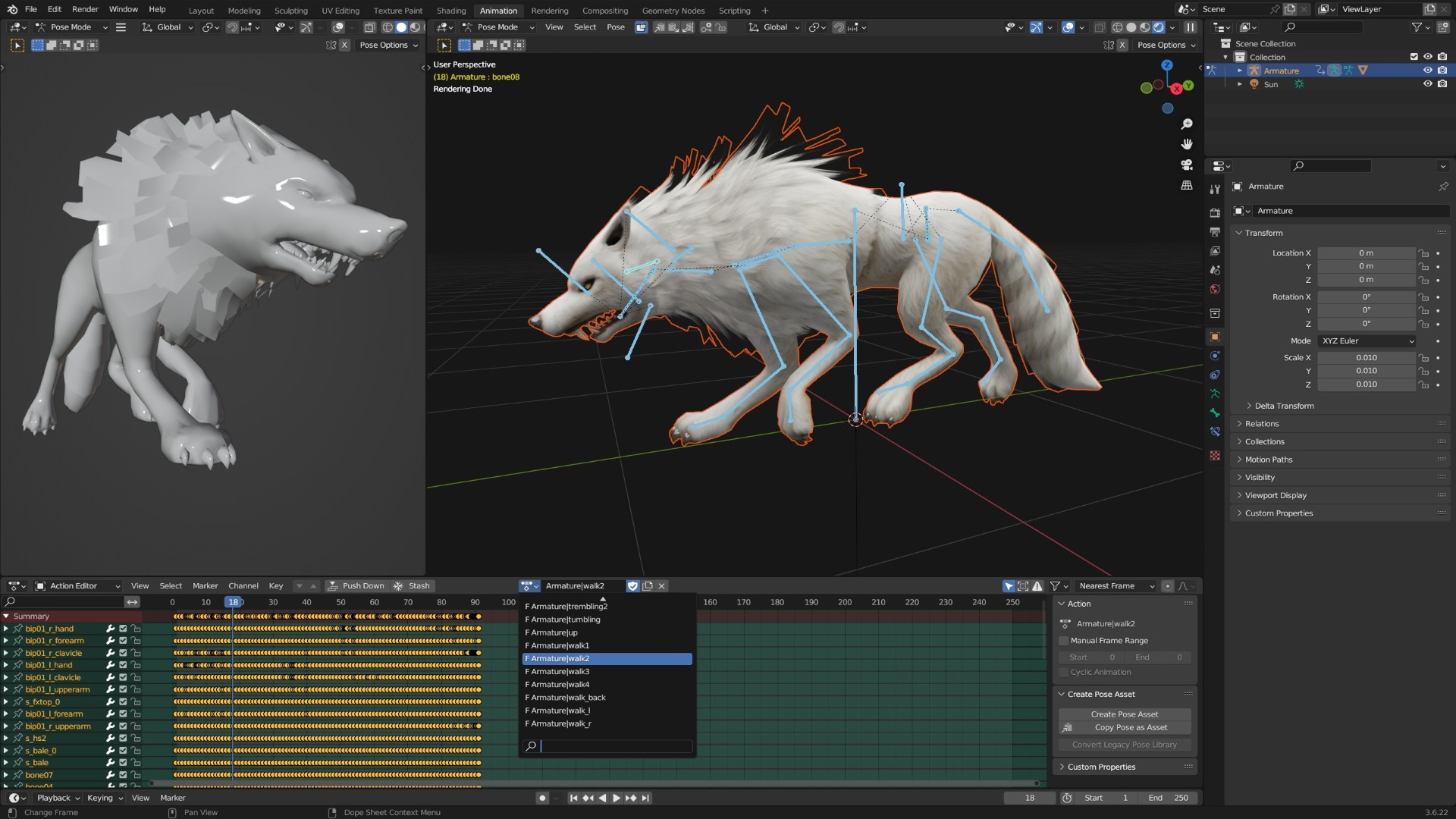 Wolf-C1-Animated 3D Model