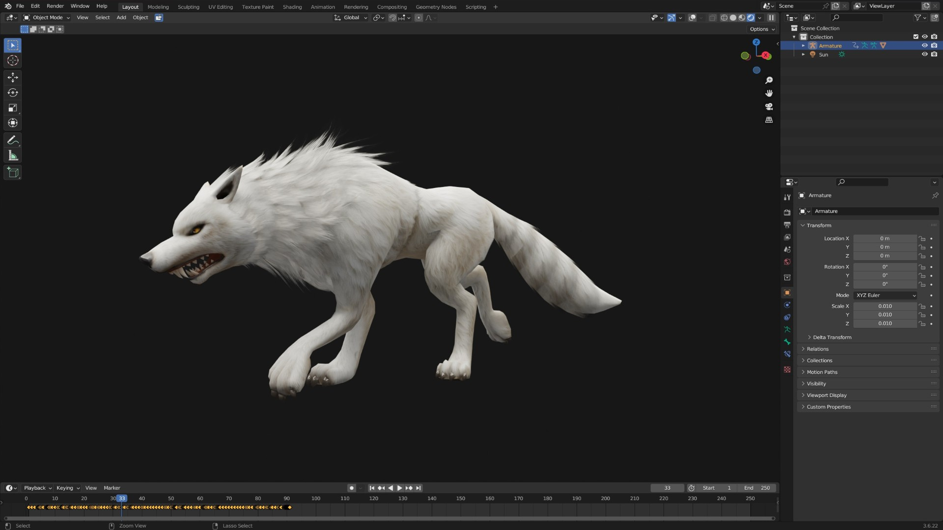 Wolf-C1-Animated 3D Model