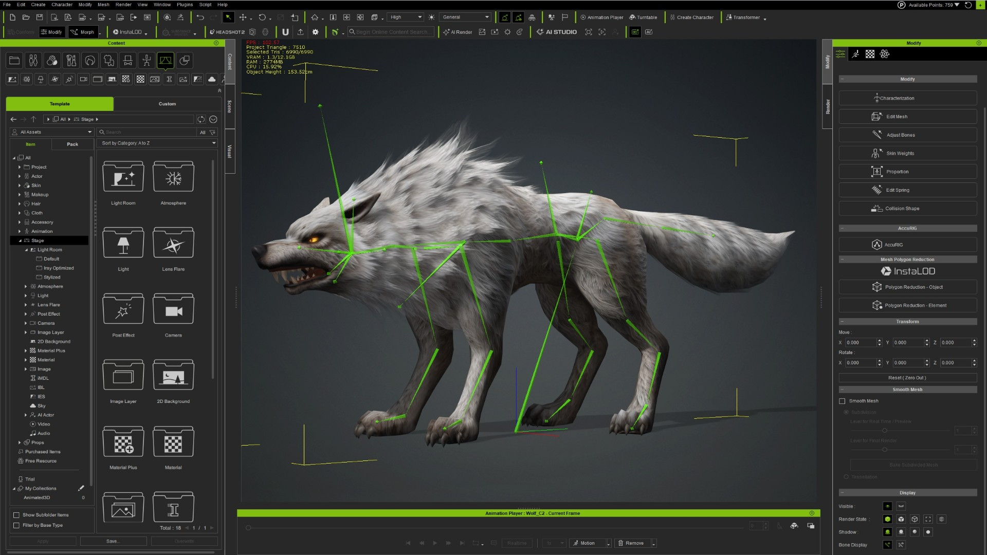 Wolf-C2-Animated 3D Model