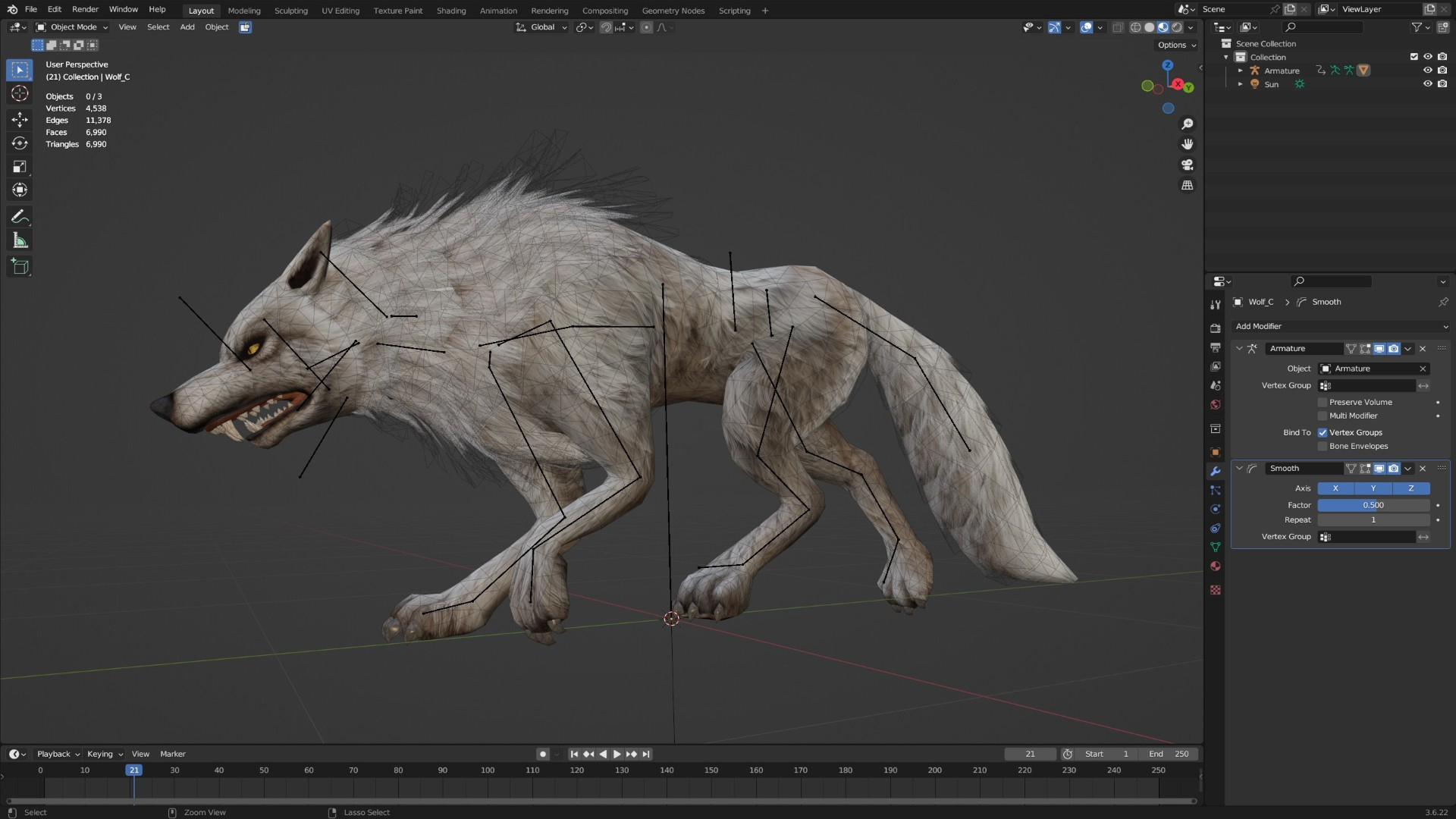 Wolf-C2-Animated 3D Model