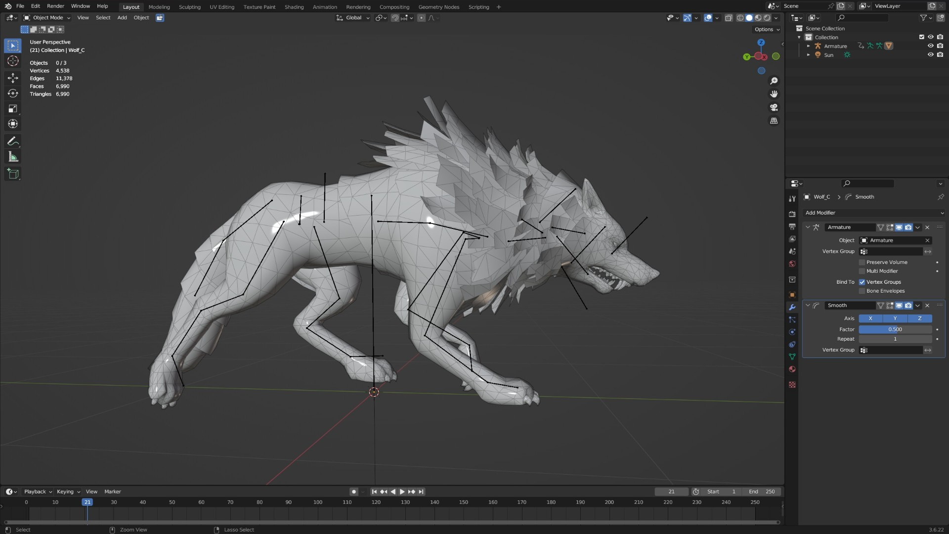 Wolf-C2-Animated 3D Model