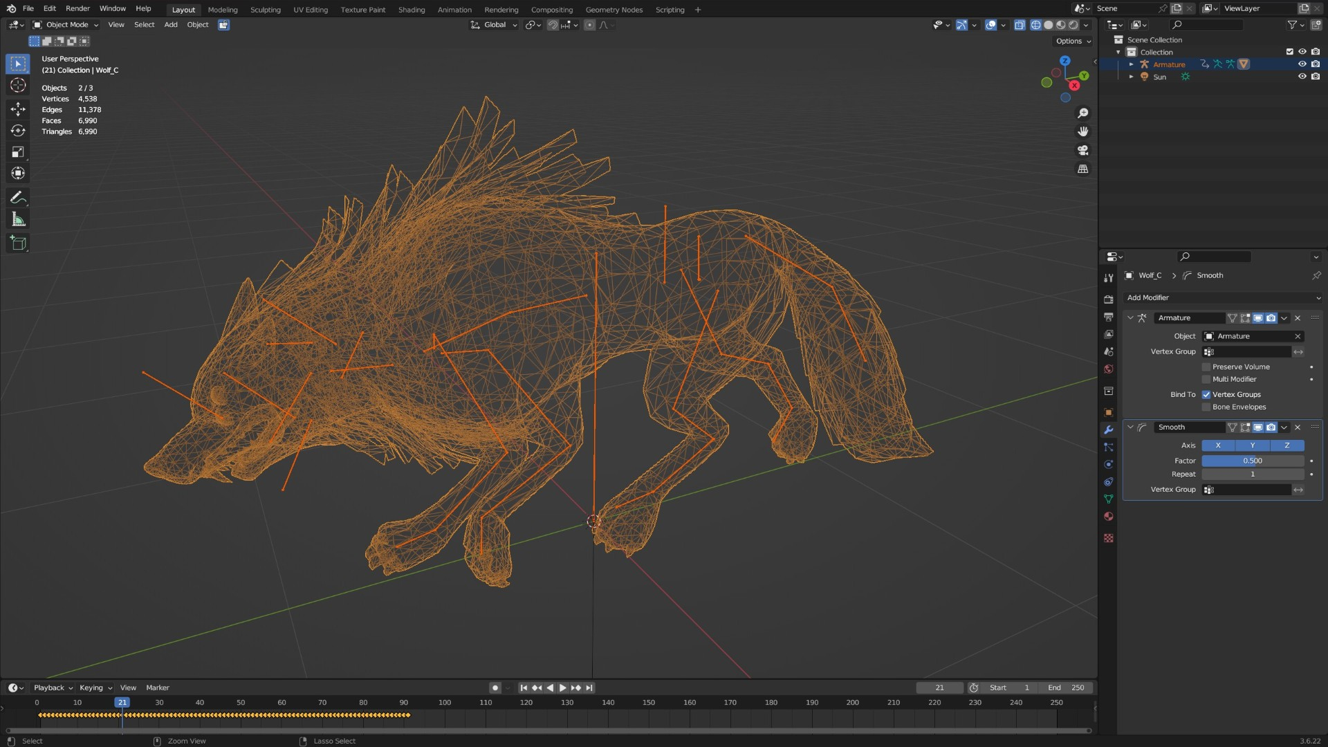 Wolf-C2-Animated 3D Model