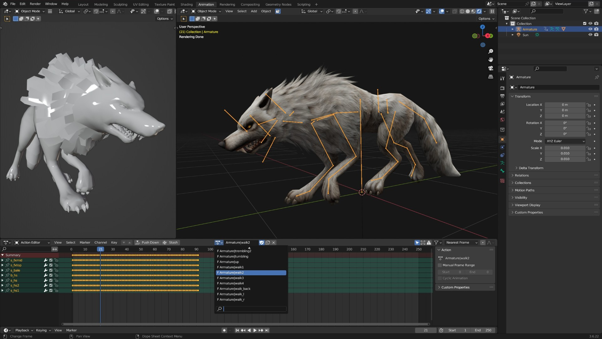 Wolf-C2-Animated 3D Model
