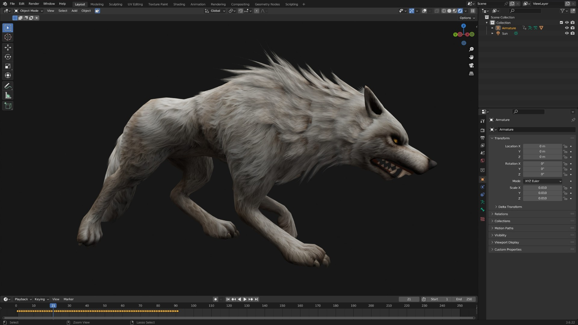 Wolf-C2-Animated 3D Model