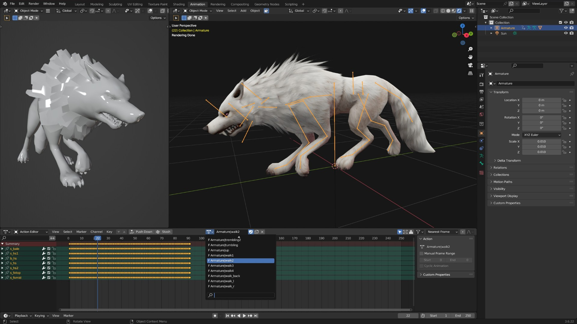 Wolf-C4-Animated 3D Model