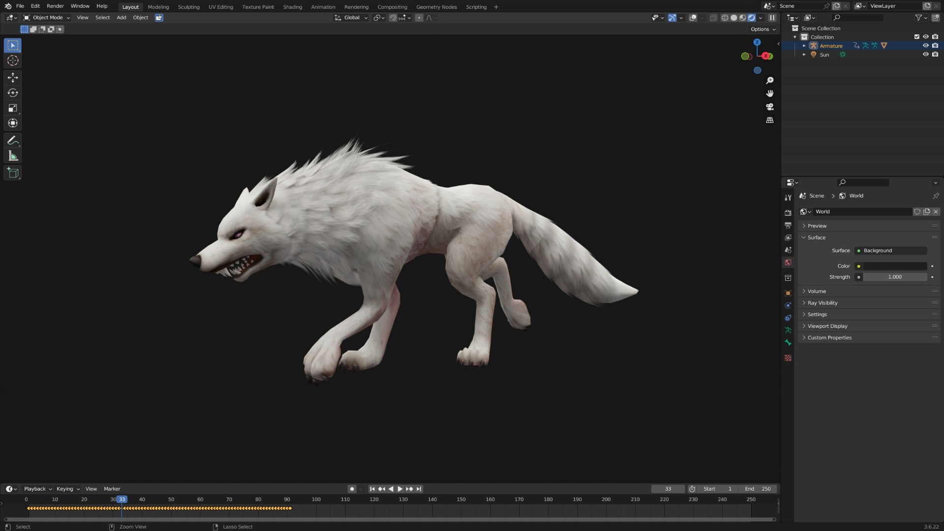 Wolf-C4-Animated 3D Model