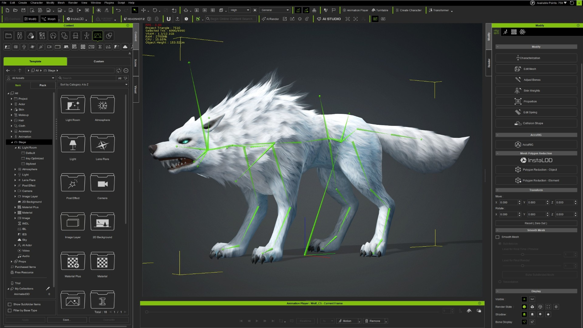 Wolf-C5-Animated 3D Model