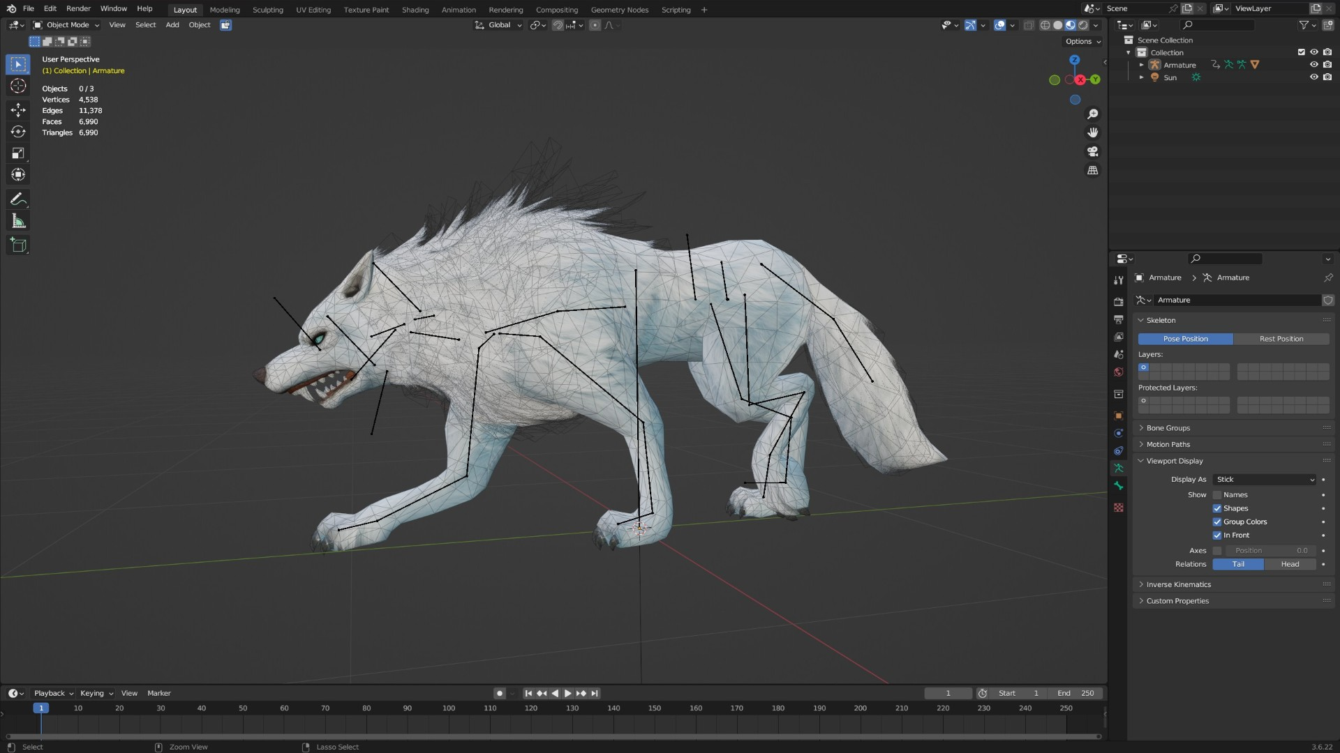 Wolf-C5-Animated 3D Model
