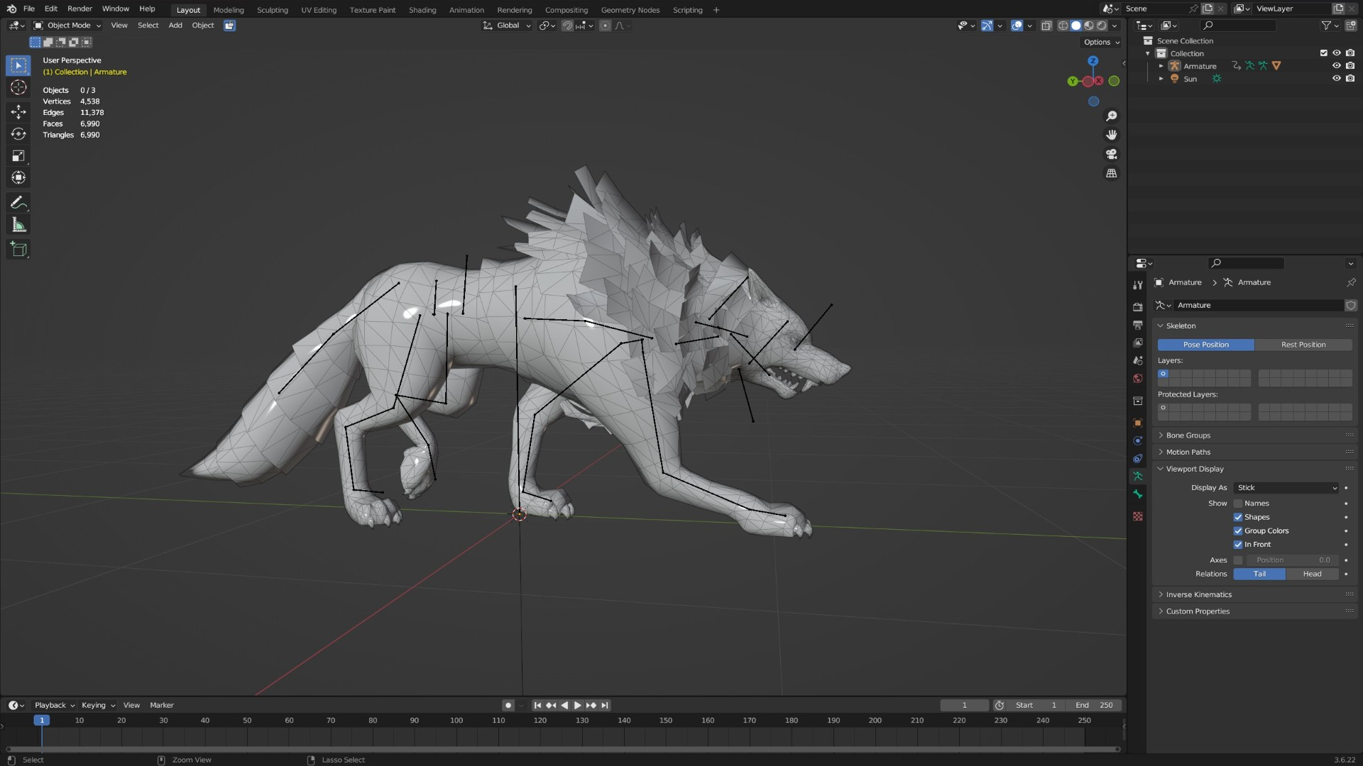 Wolf-C5-Animated 3D Model