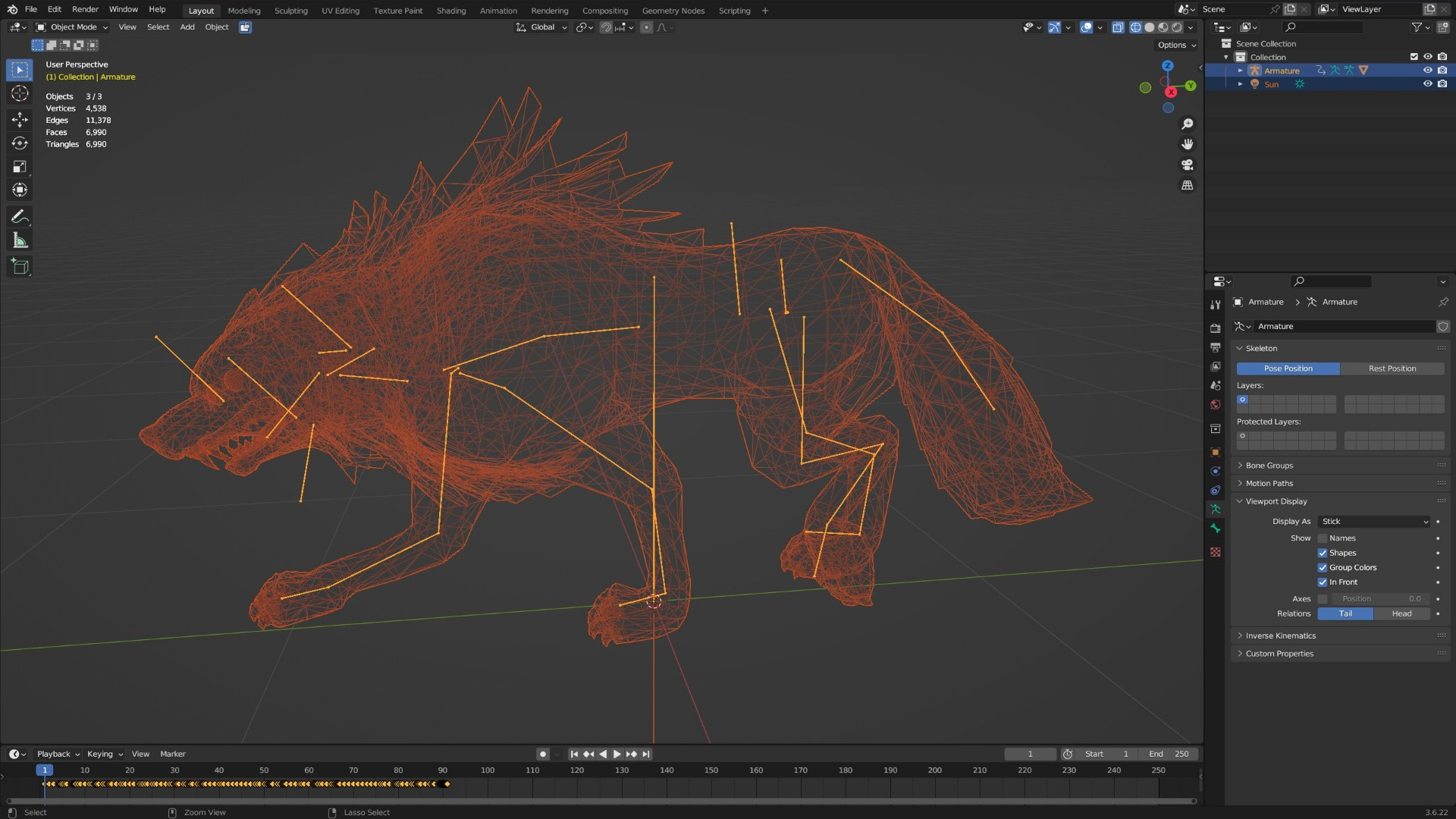 Wolf-C5-Animated 3D Model