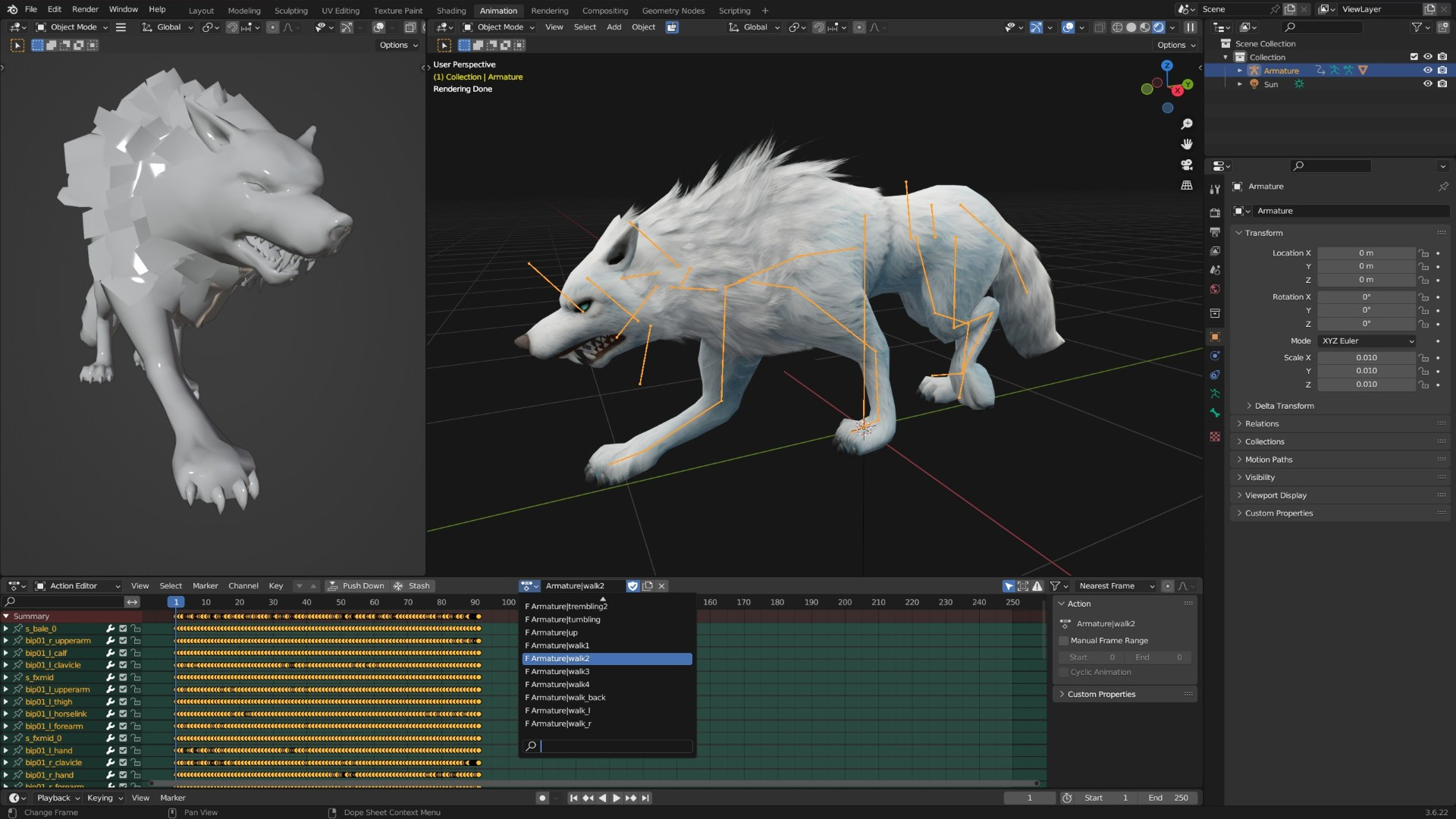 Wolf-C5-Animated 3D Model