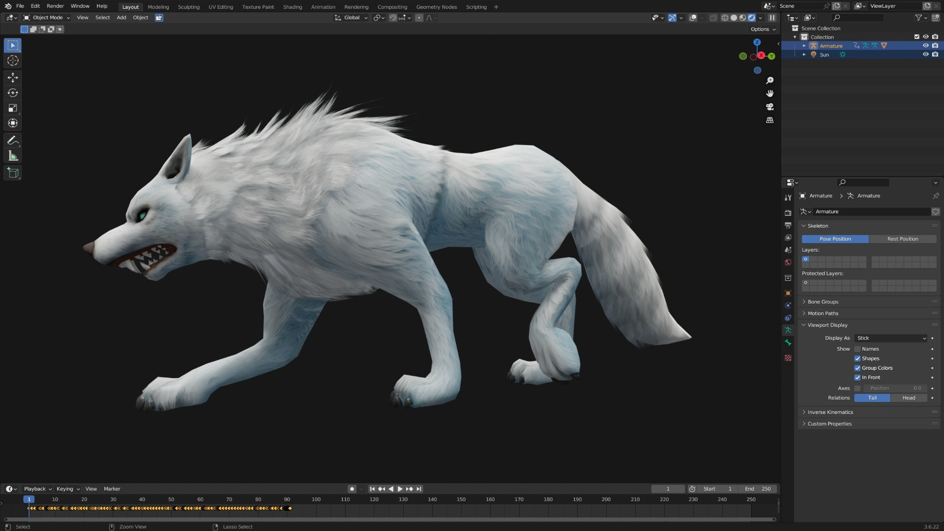 Wolf-C5-Animated 3D Model