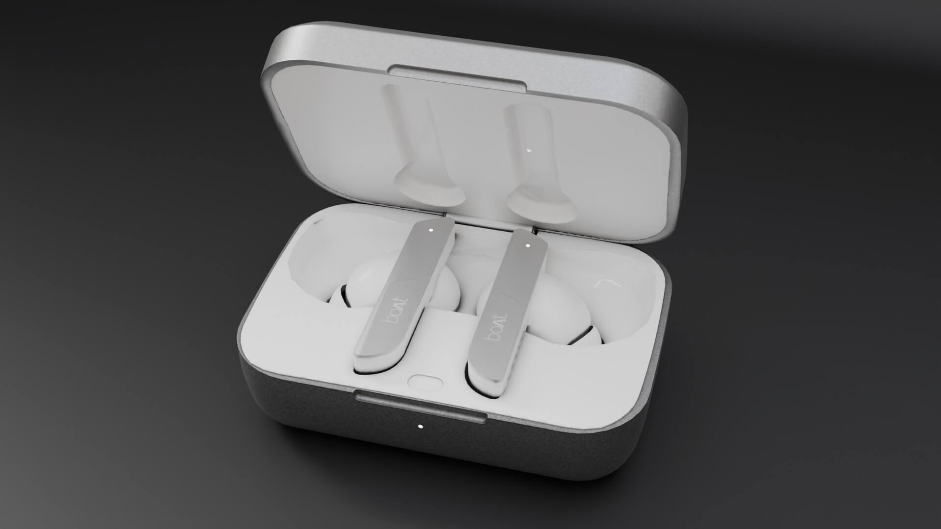 boAt Airdopes White 3D Render, Digital Artwork by Anuradha pandit