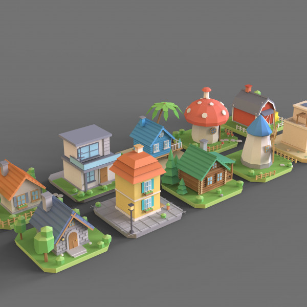 Low-Poly House 3D Model Collection Two