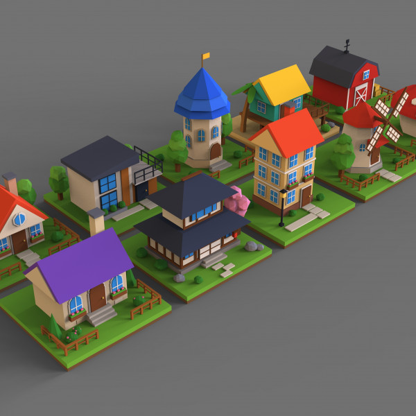 Low-Poly House 3D Model Collection