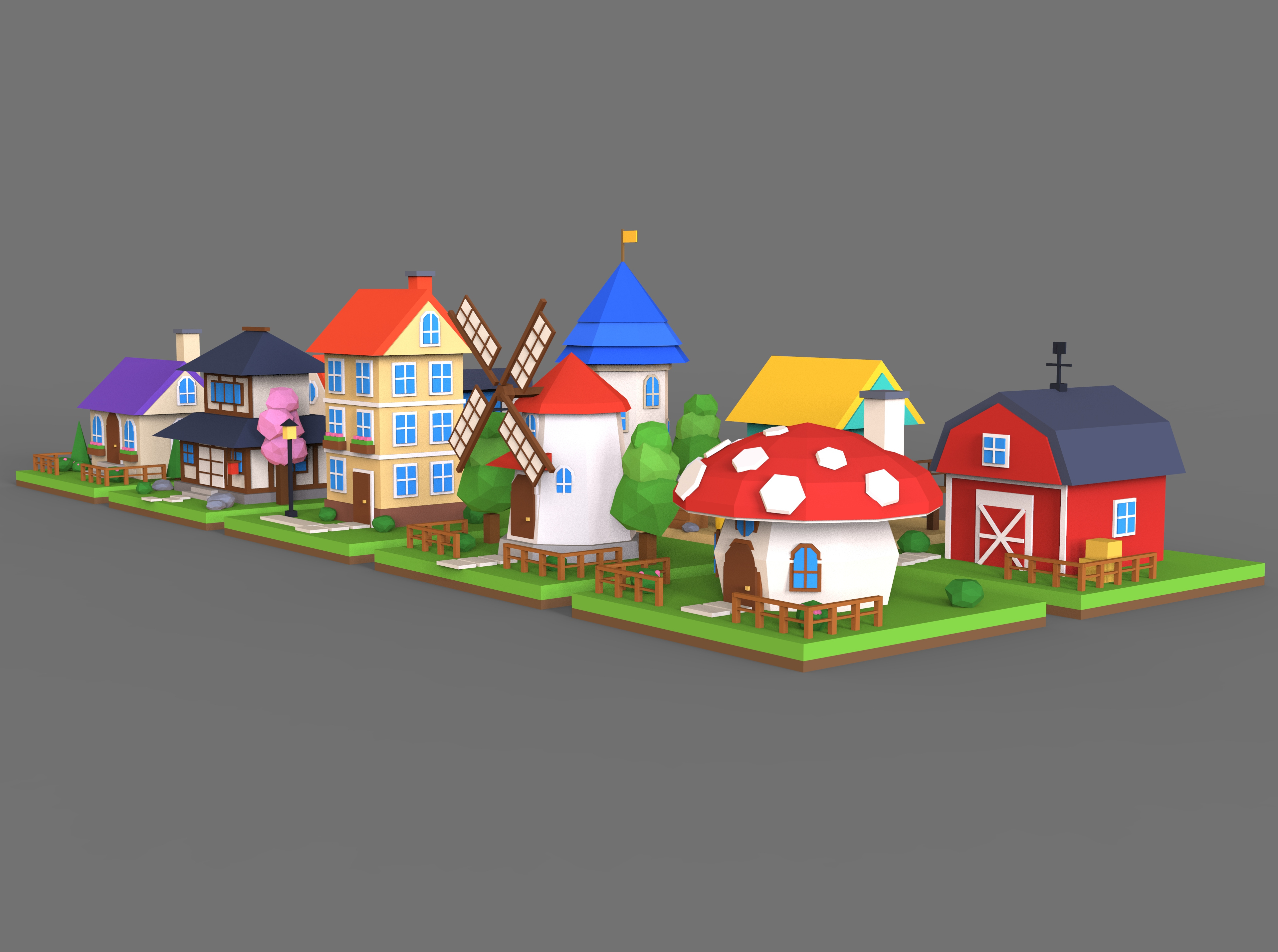 Low-Poly 3D House Model Collection One 3D Model