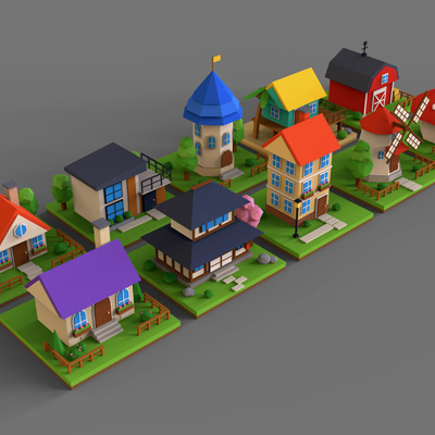 Low-Poly 3D House Model Collection One