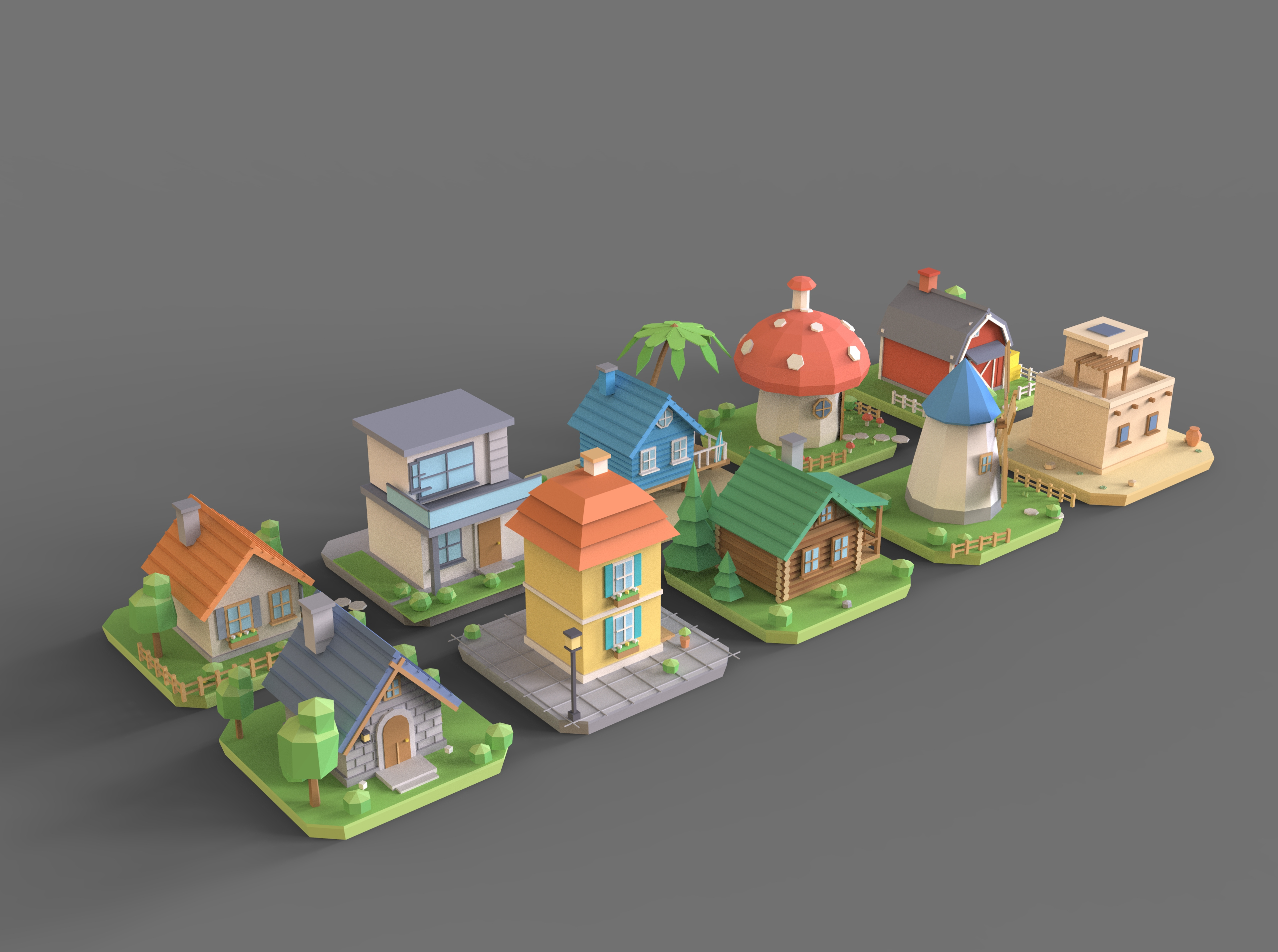 Low-Poly 3D House Model Collection Two 3D Model