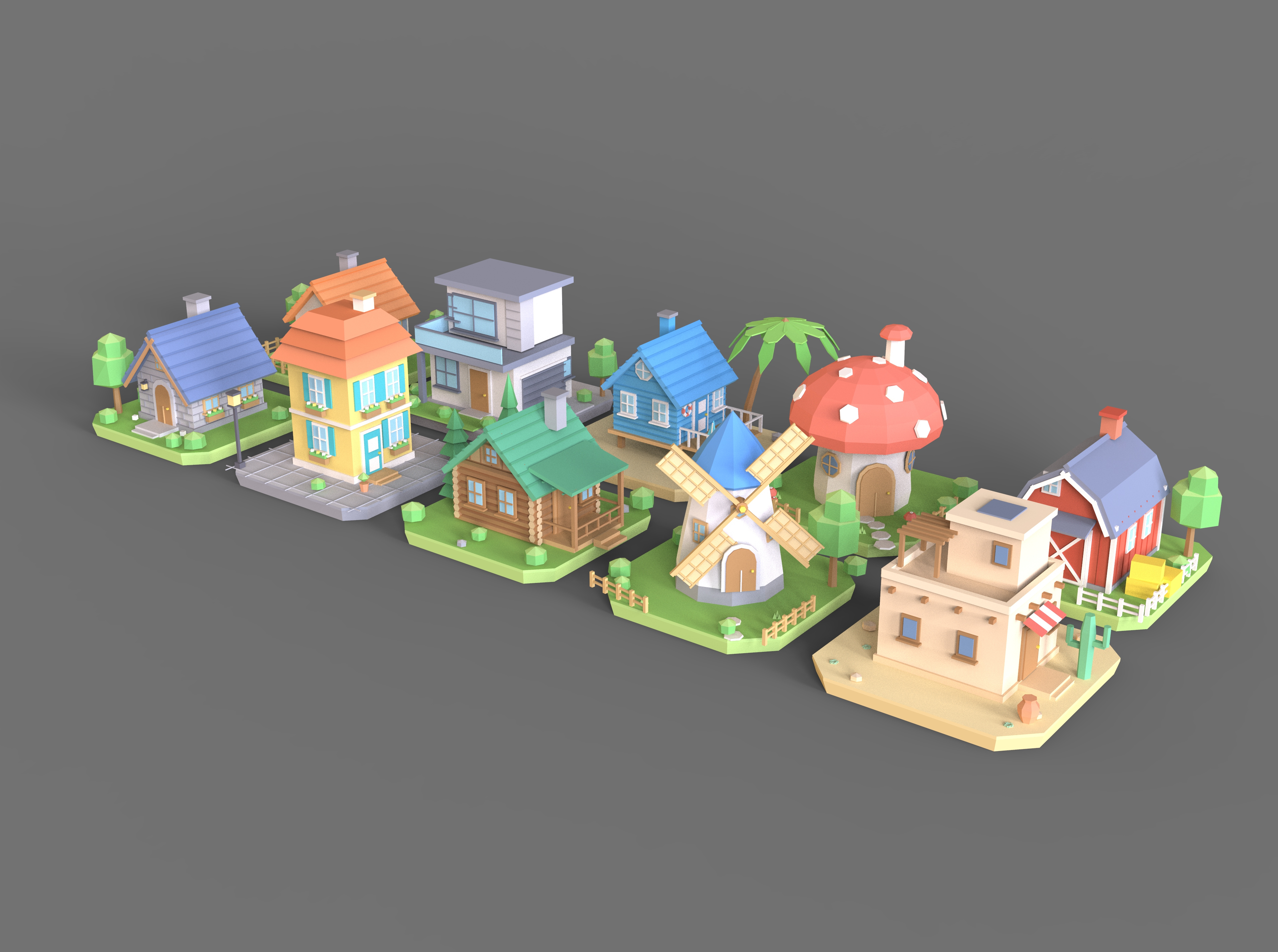 Low-Poly 3D House Model Collection Two 3D Model