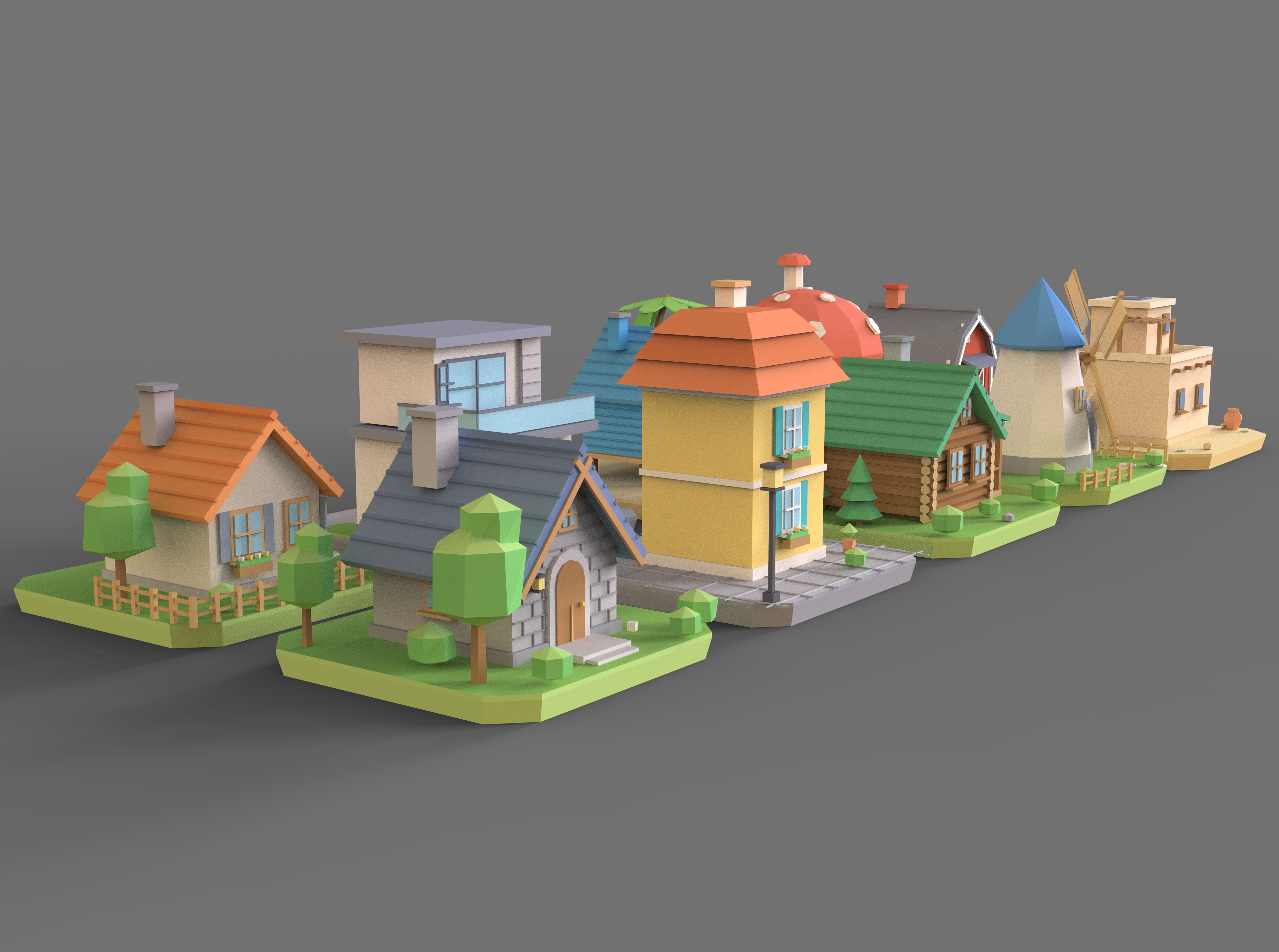 Low-Poly 3D House Model Collection Two 3D Model