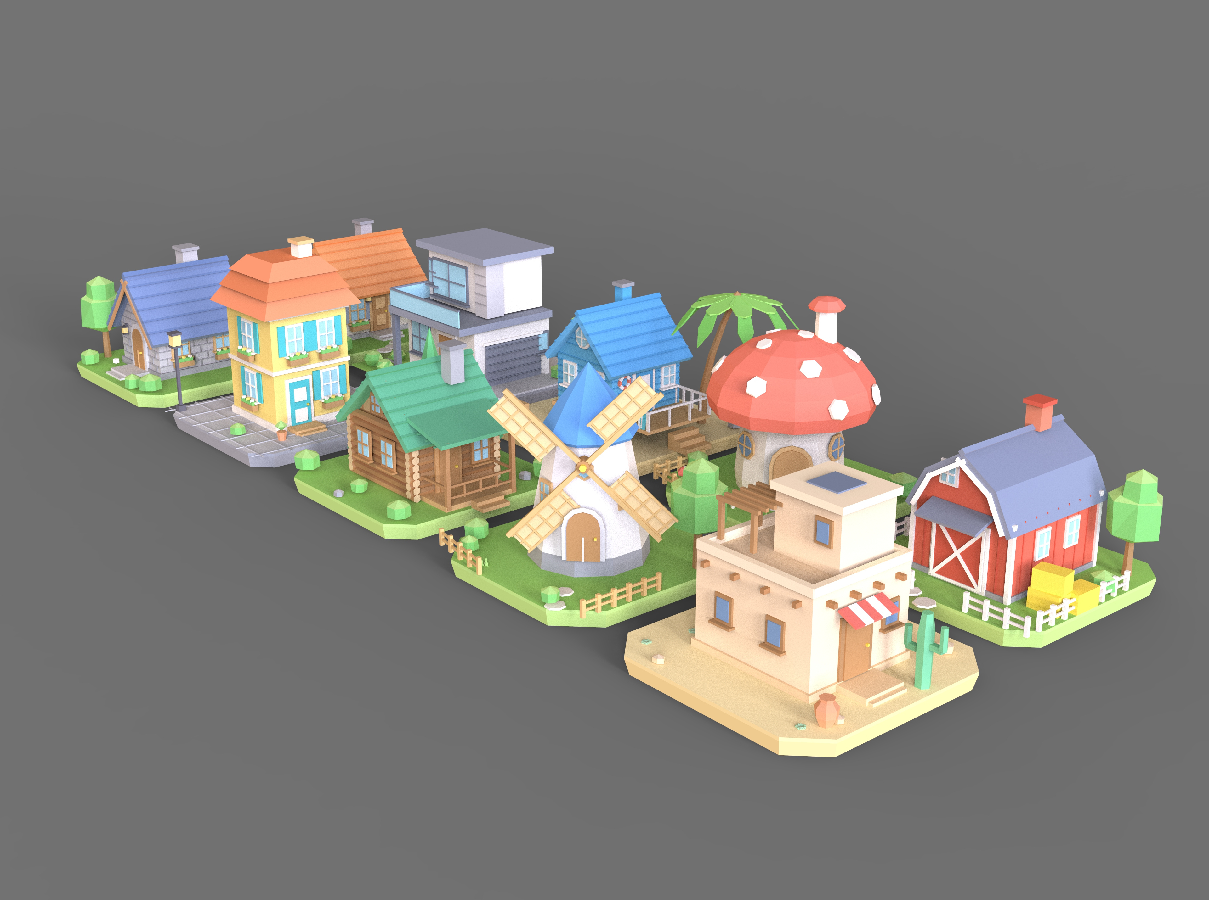 Low-Poly 3D House Model Collection Two 3D Model