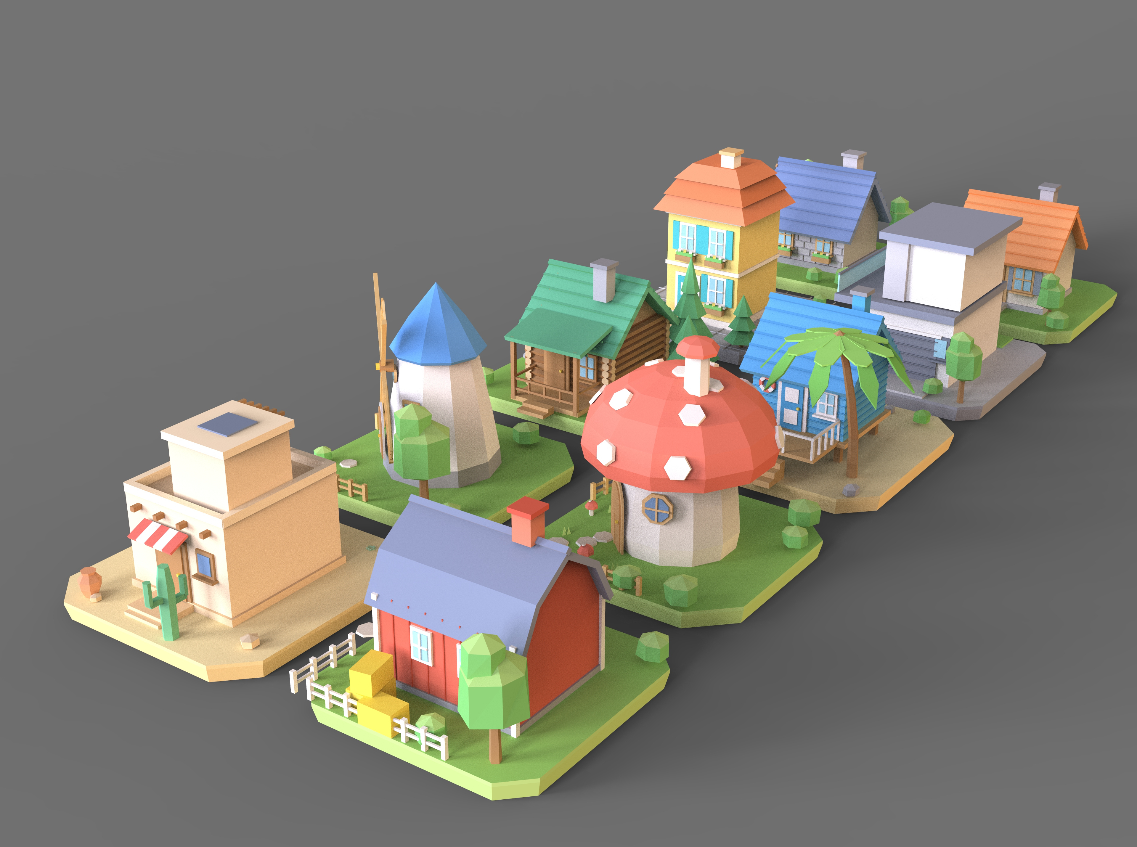 Low-Poly 3D House Model Collection Two 3D Model