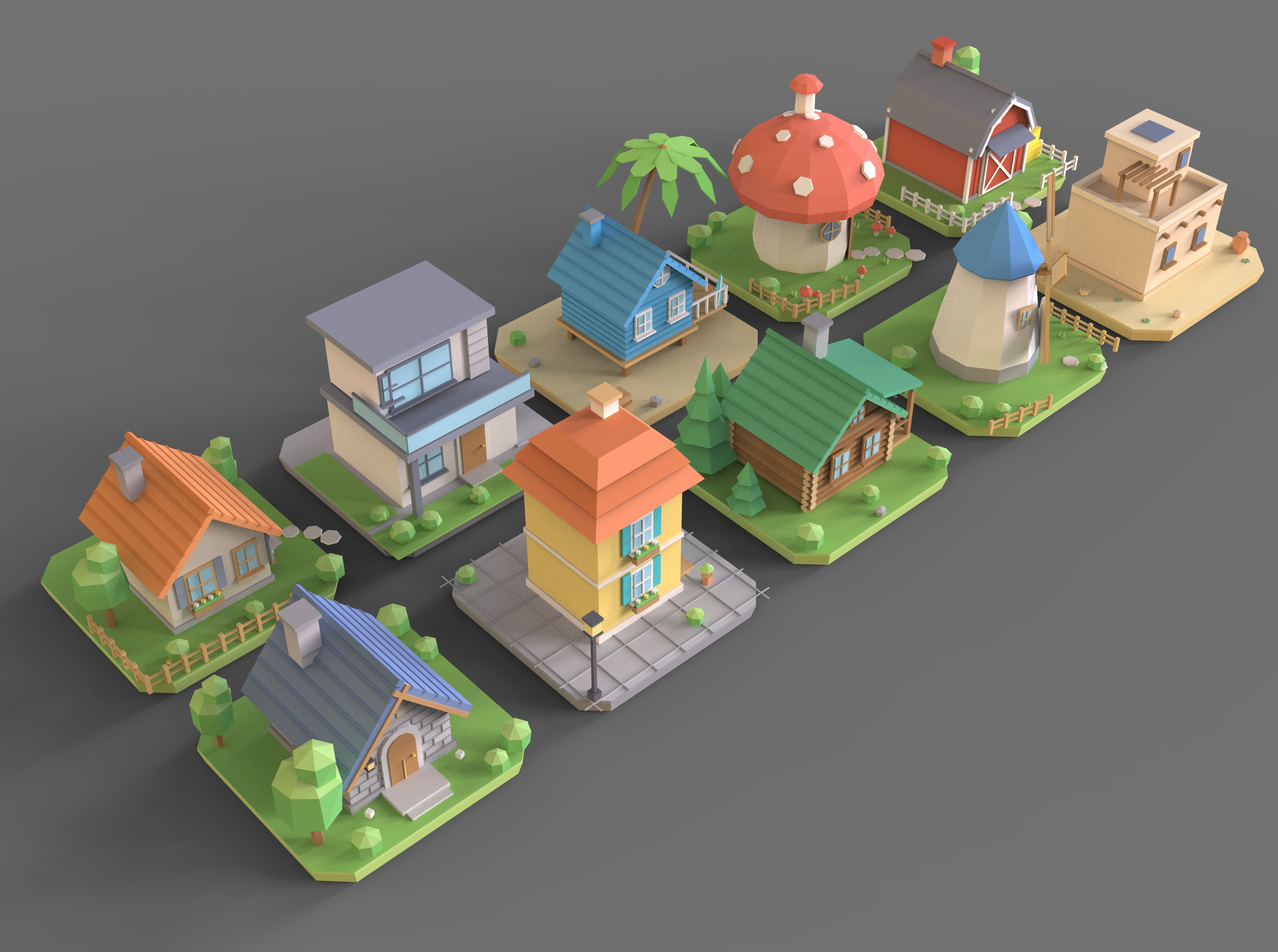 Low-Poly 3D House Model Collection Two 3D Model