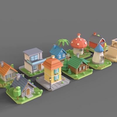 Low-Poly 3D House Model Collection Two