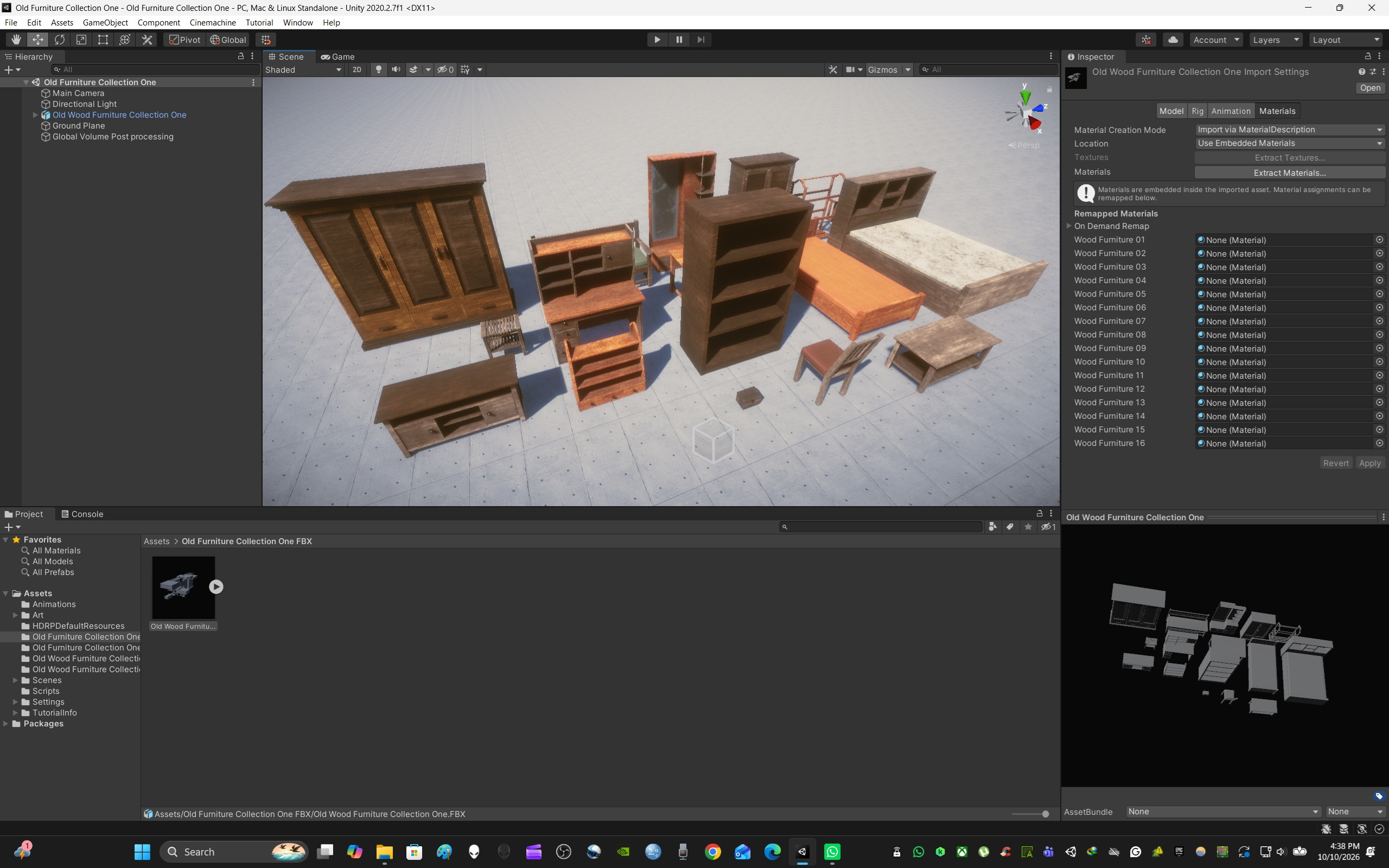 Old Wood Furniture Collection One 3D Model