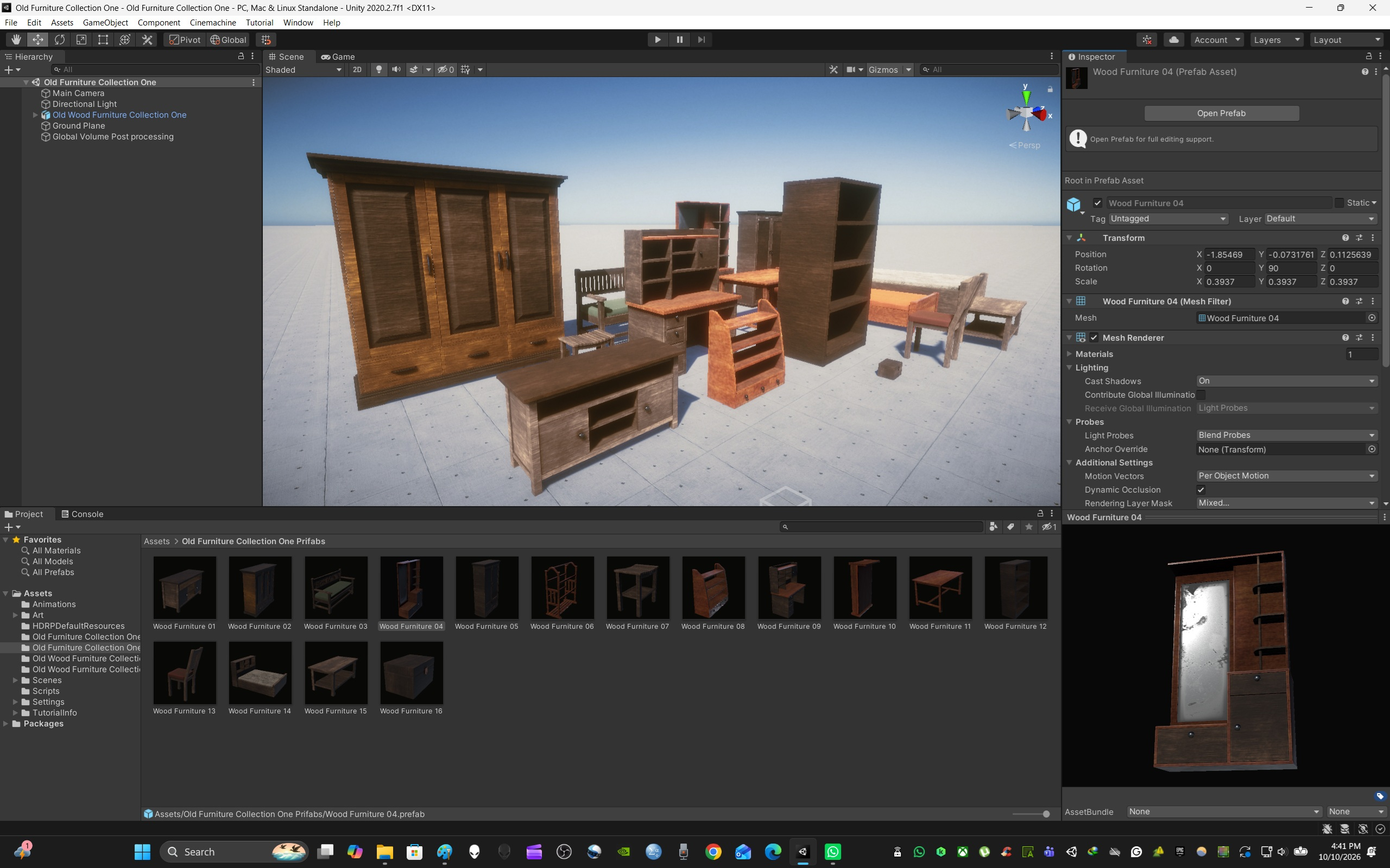 Old Wood Furniture Collection One 3D Model