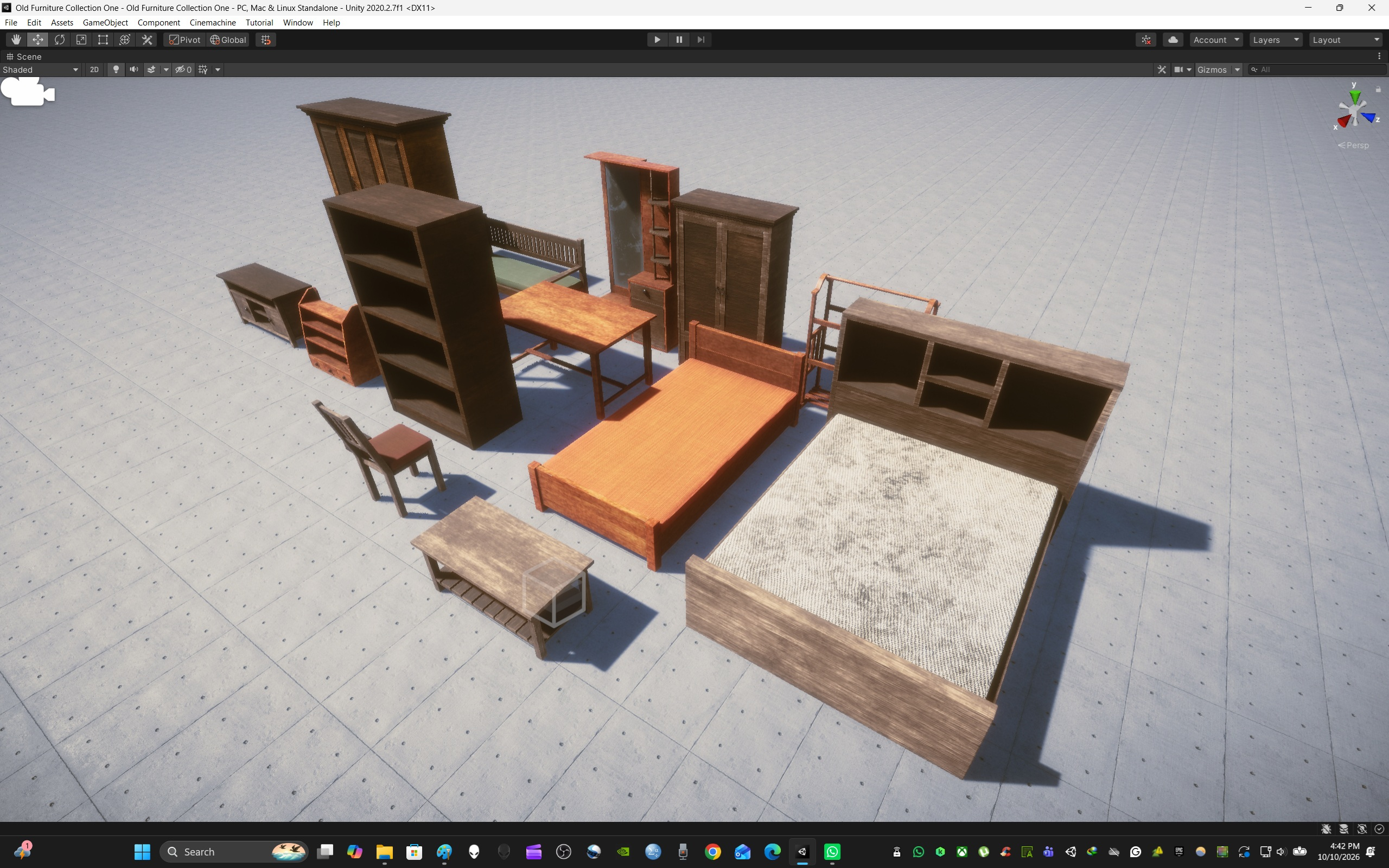 Old Wood Furniture Collection One 3D Model