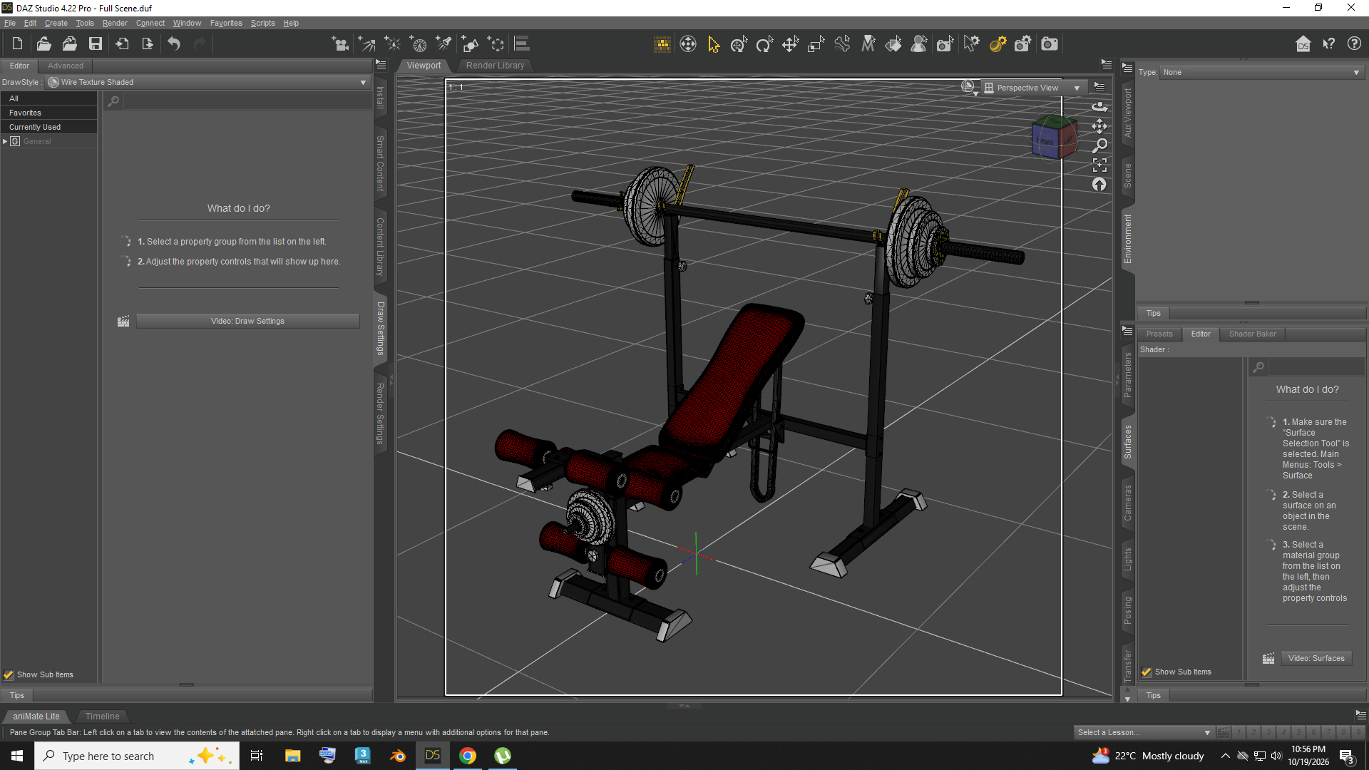 Adjustable Weight Bench With Barbell Rack AQ3D Daz Content