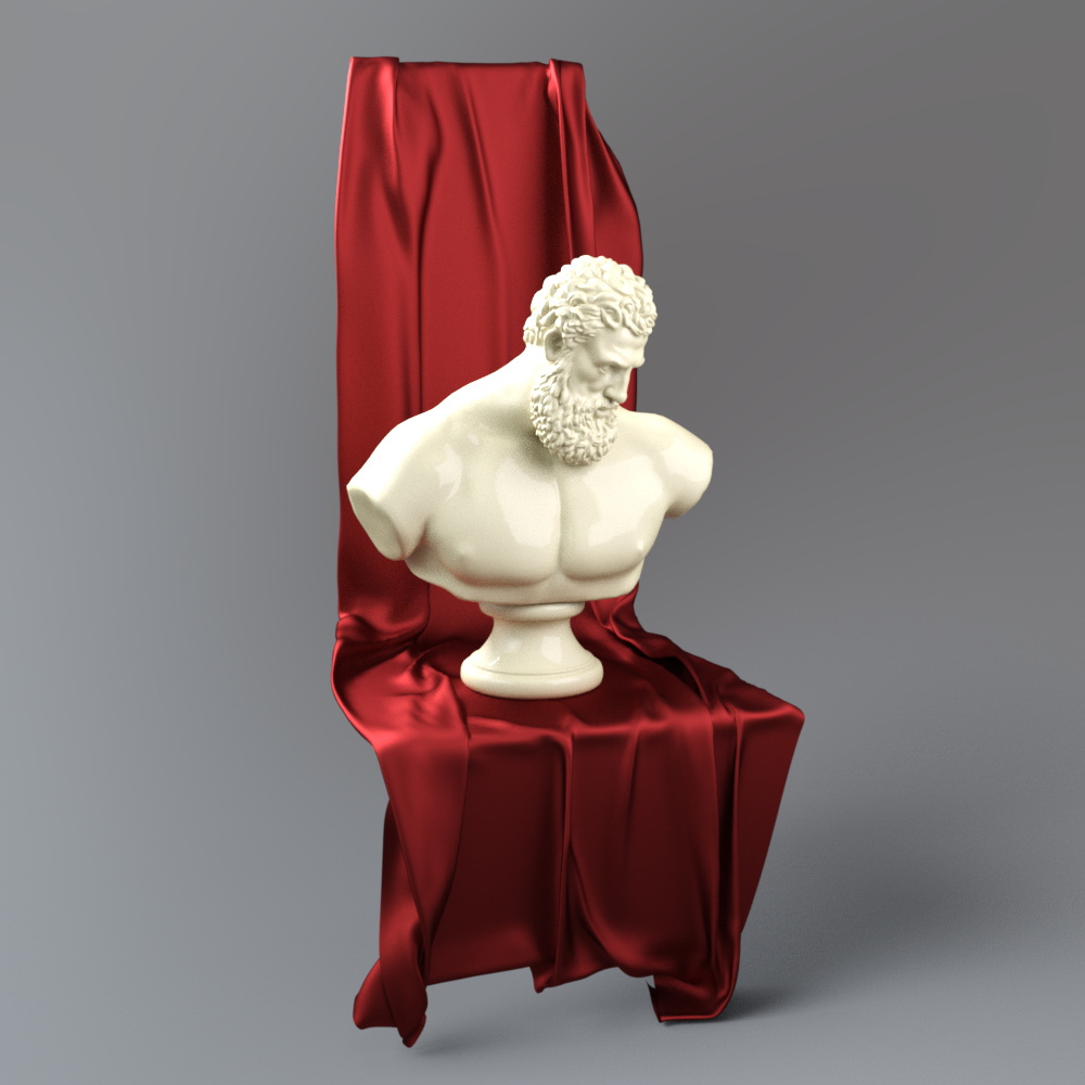 Classical Bust Sculpture with Red Silk Fabric AQ3D Daz Content