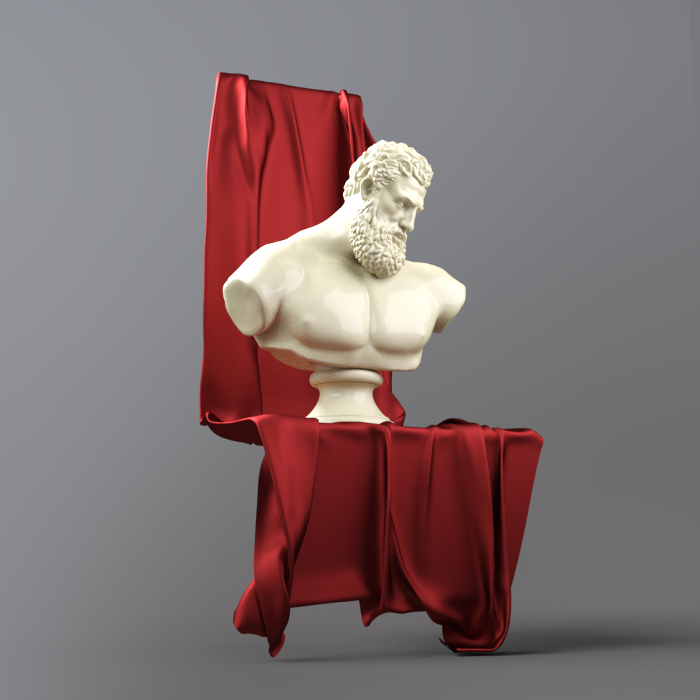 Classical Bust Sculpture with Red Silk Fabric AQ3D Daz Content
