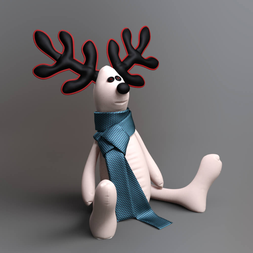 Cute Reindeer Character 3D Model With Scarf AQ3D Daz Content