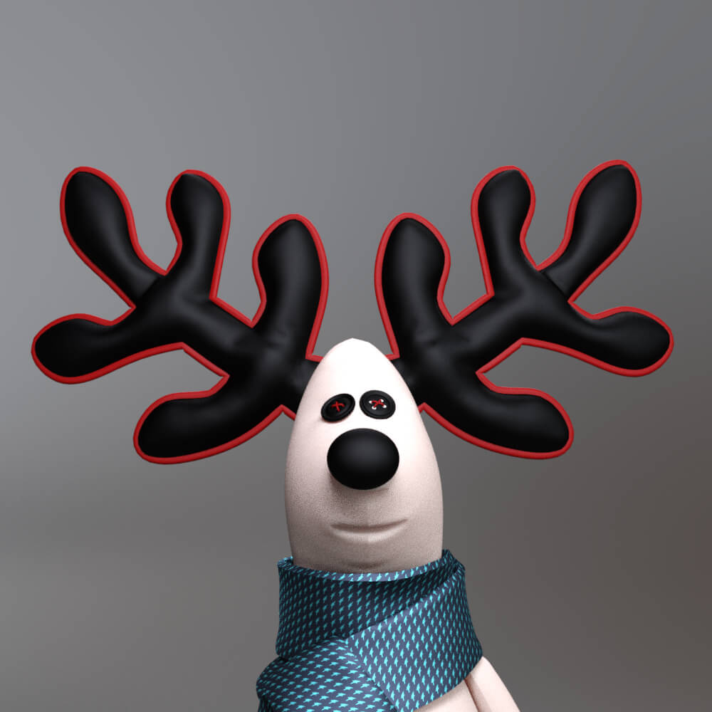 Cute Reindeer Character 3D Model With Scarf AQ3D Daz Content