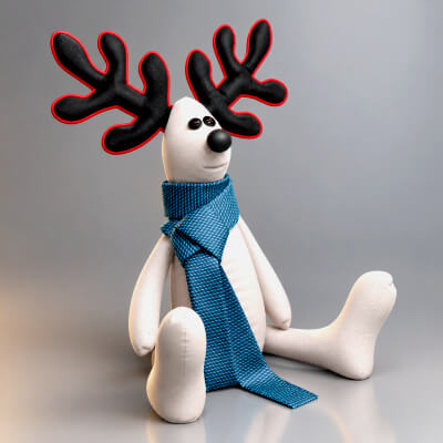 Cute Reindeer Character 3D Model With Scarf AQ3D